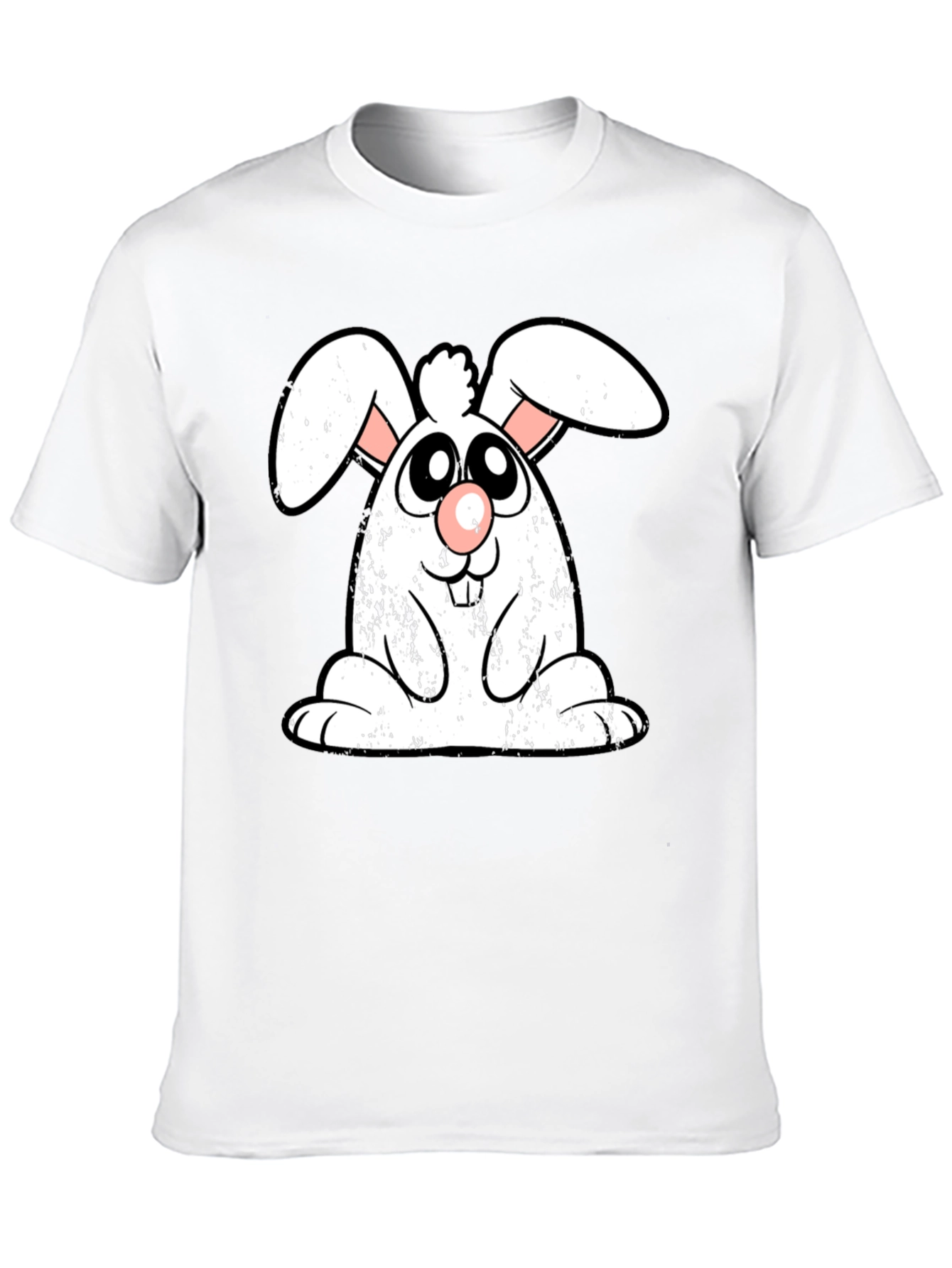 Black Cute Cartoon Bunny Graphic Print Black T-Shirt view 10