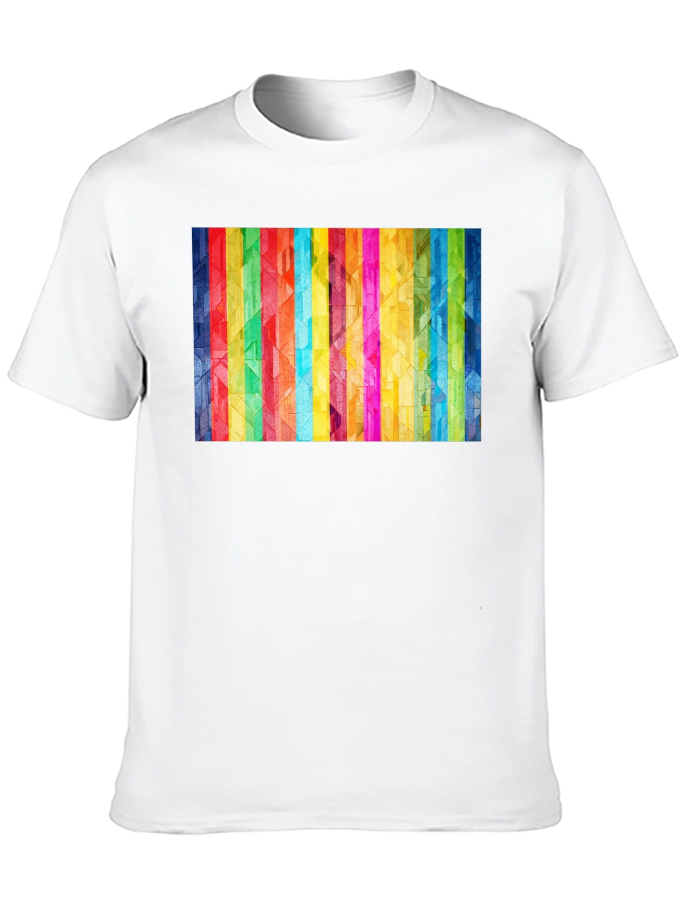 Black Geometric Rainbow Stripe Graphic Tee view 10
