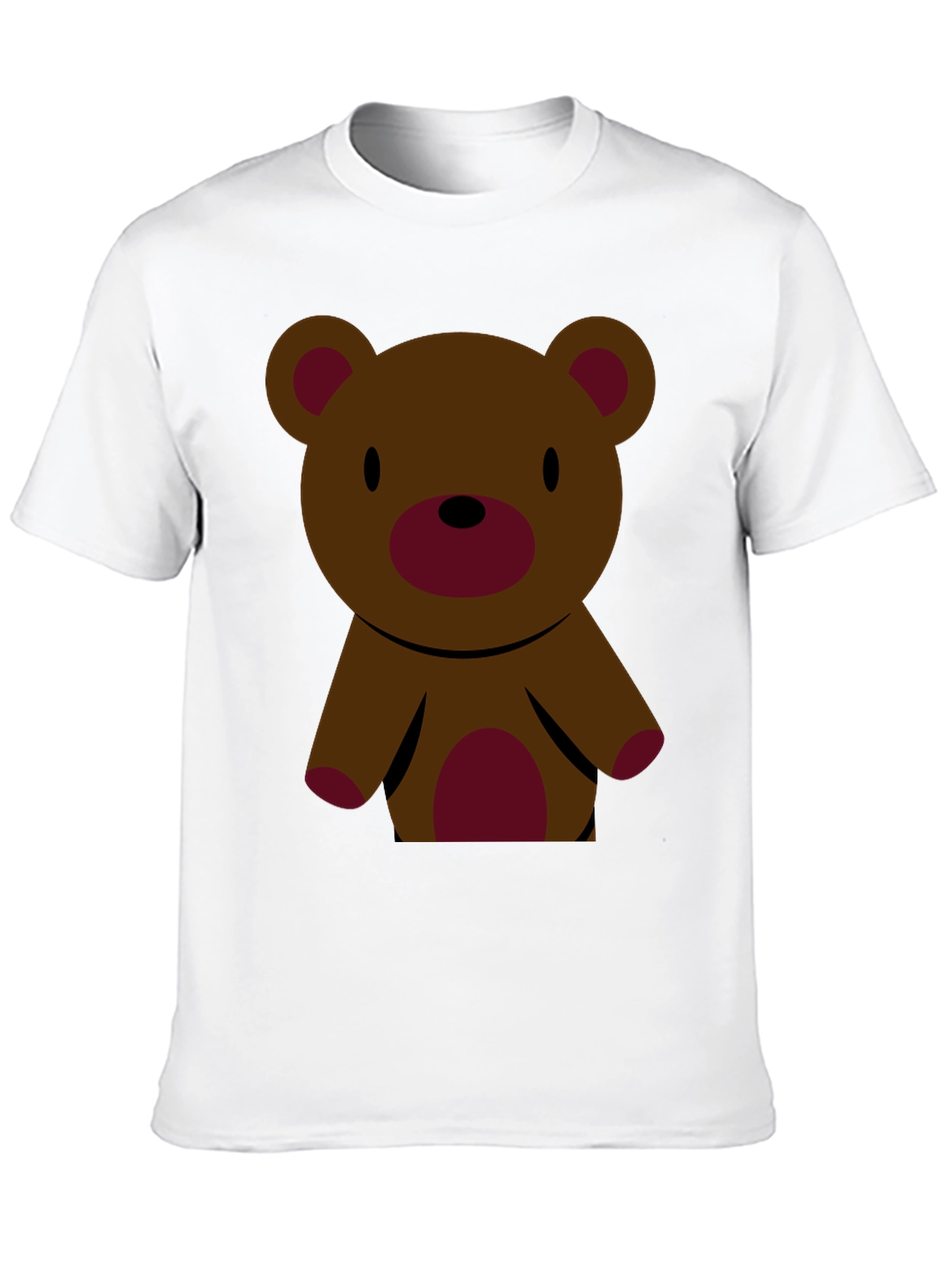 Black Cute Teddy Bear Graphic Tee - Black Cotton T-Shirt view 10