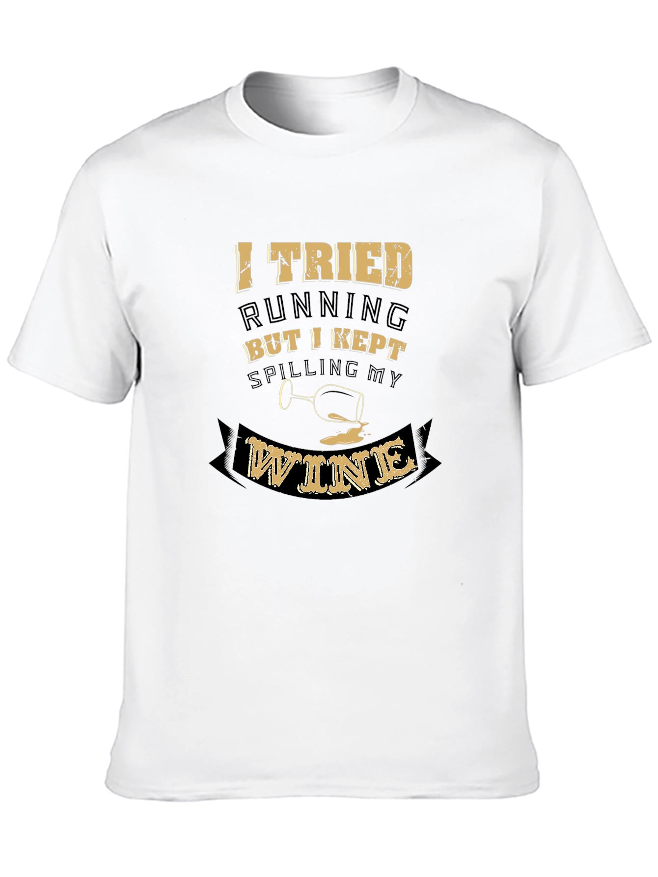 Black Funny Wine Lover T-Shirt - Spilling Wine While Running view 10