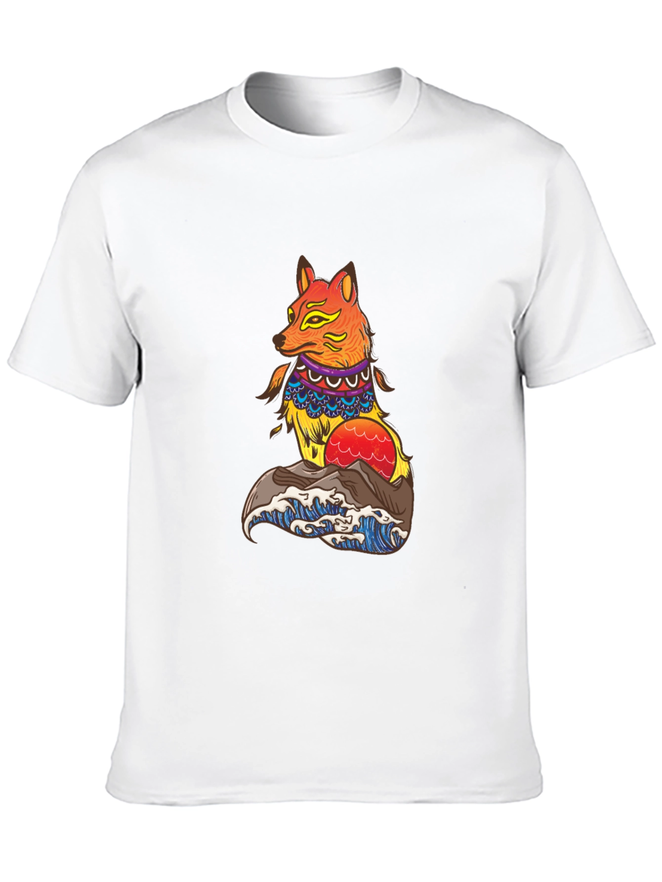 Black Fox Waves Graphic Tee - Black Unisex T-Shirt view 10