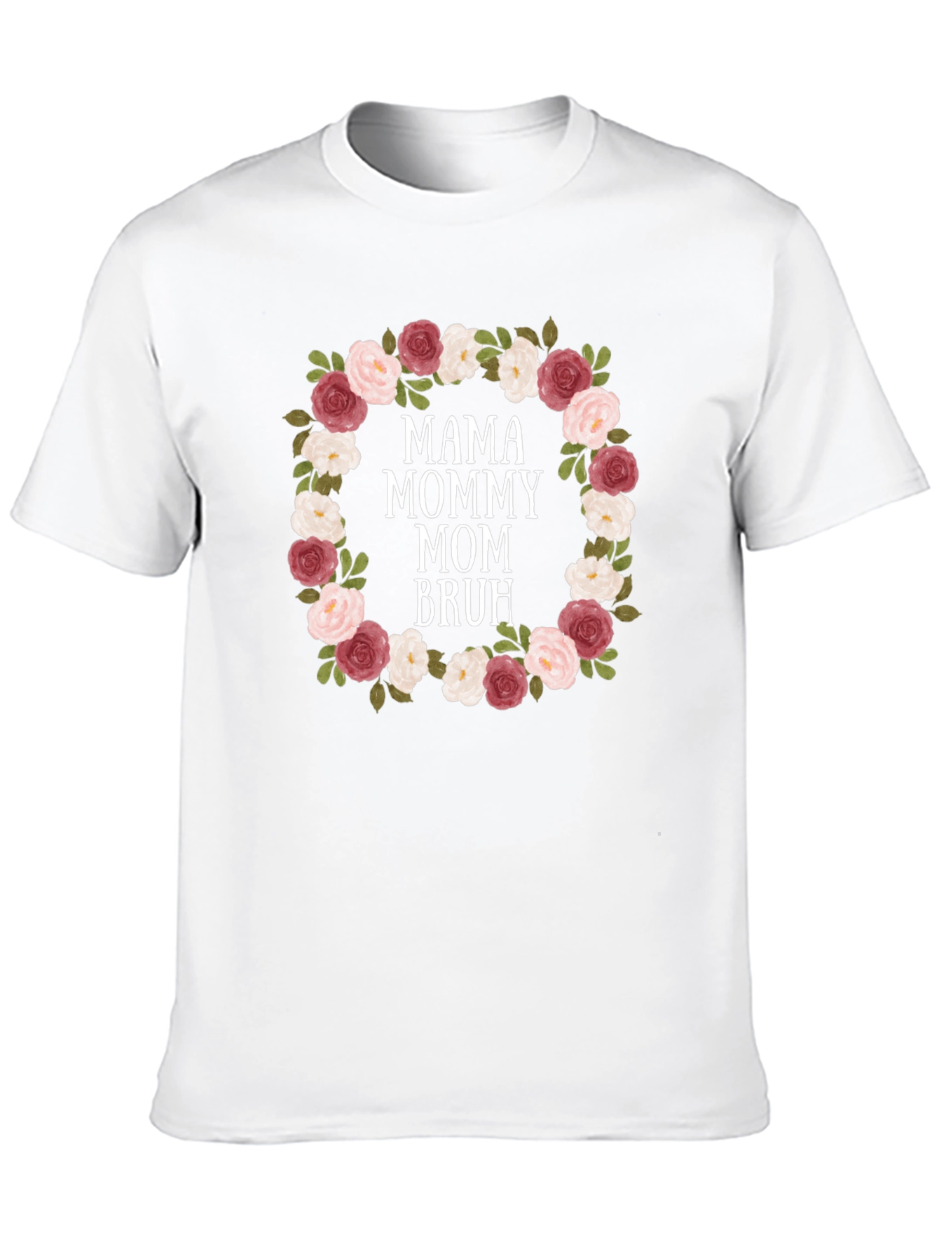 Black Mama Mommy Mom Bruh Floral Wreath T-Shirt view 10