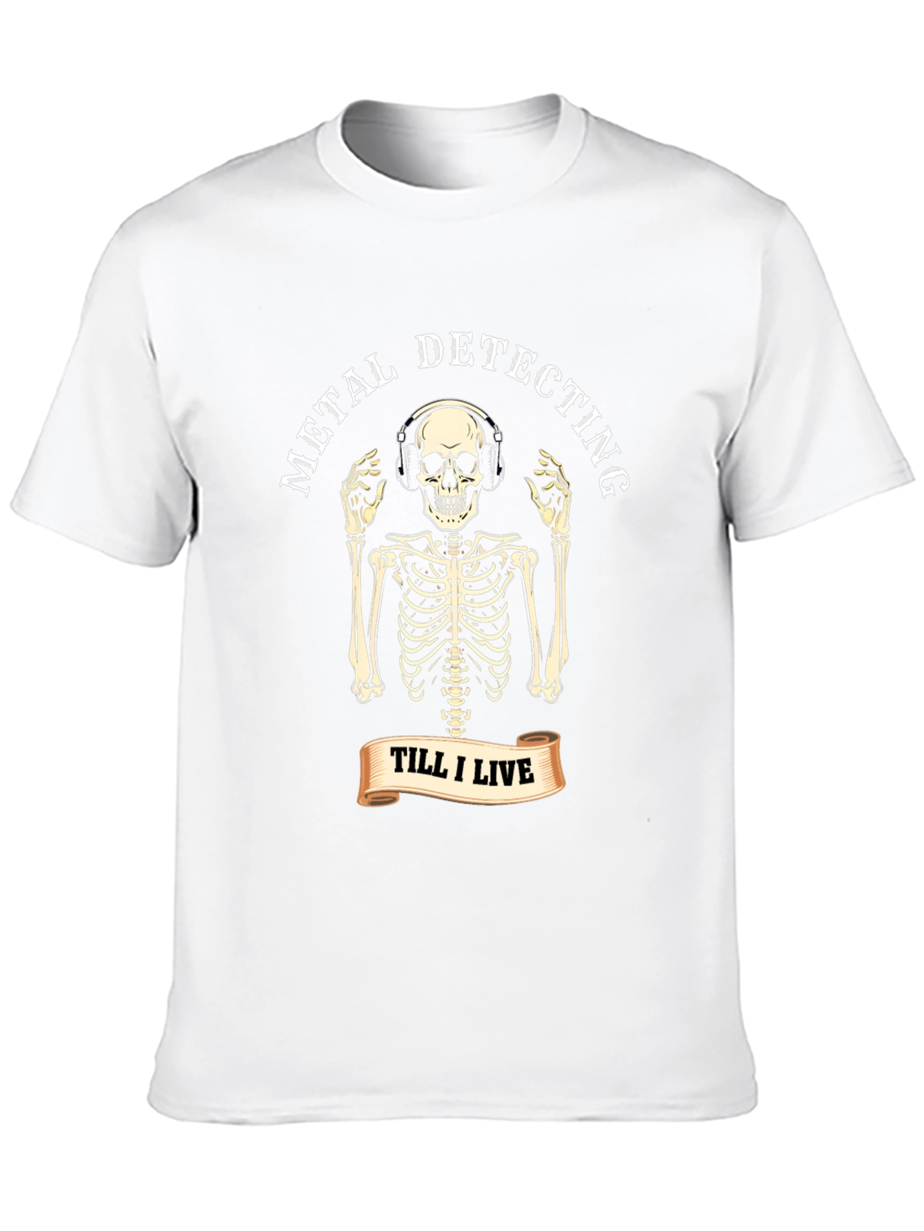 Black Metal Detecting Skeleton T-Shirt view 10