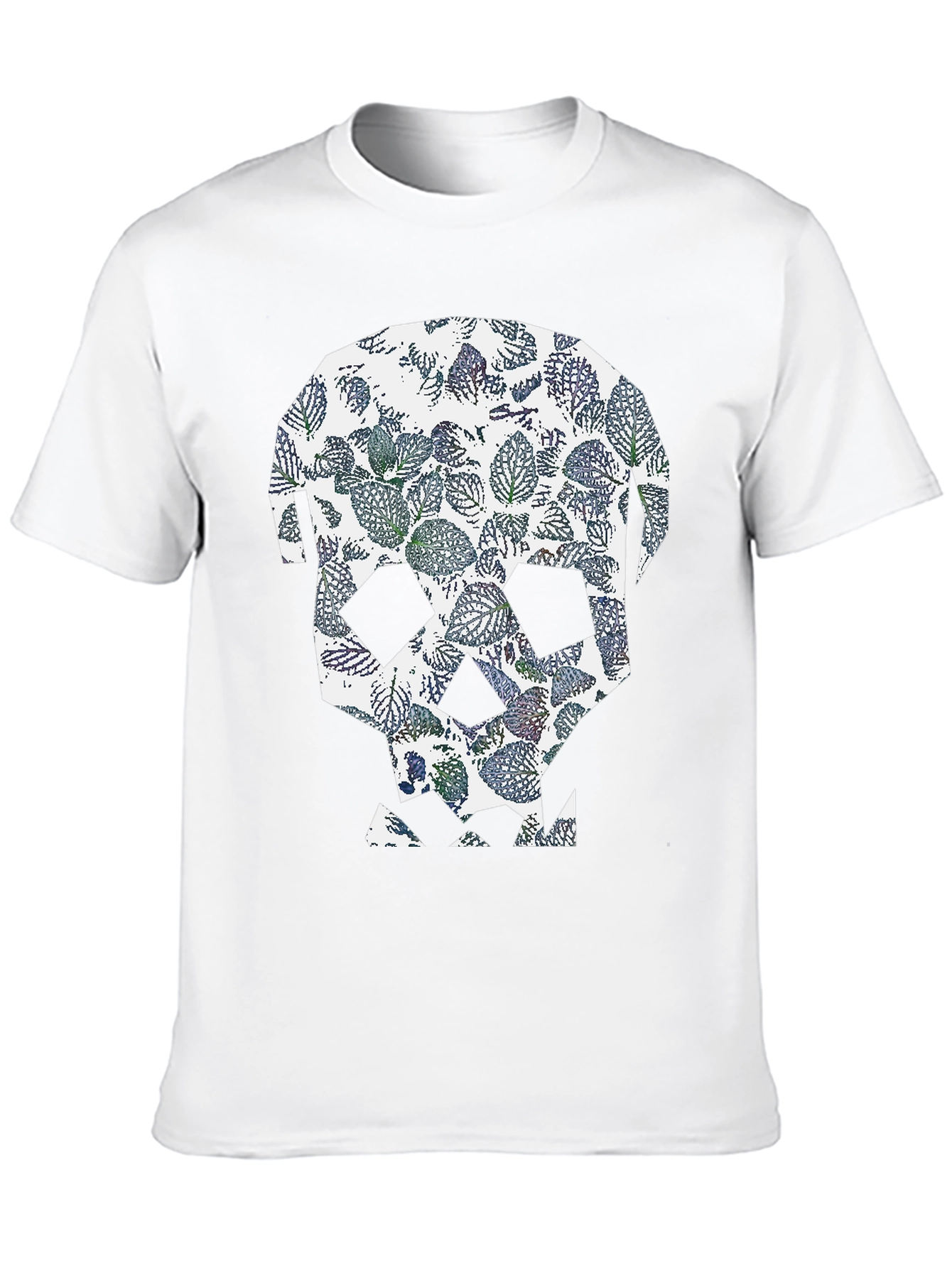 Black Leaf Skull Graphic Tee - Modern Print T-Shirt view 10