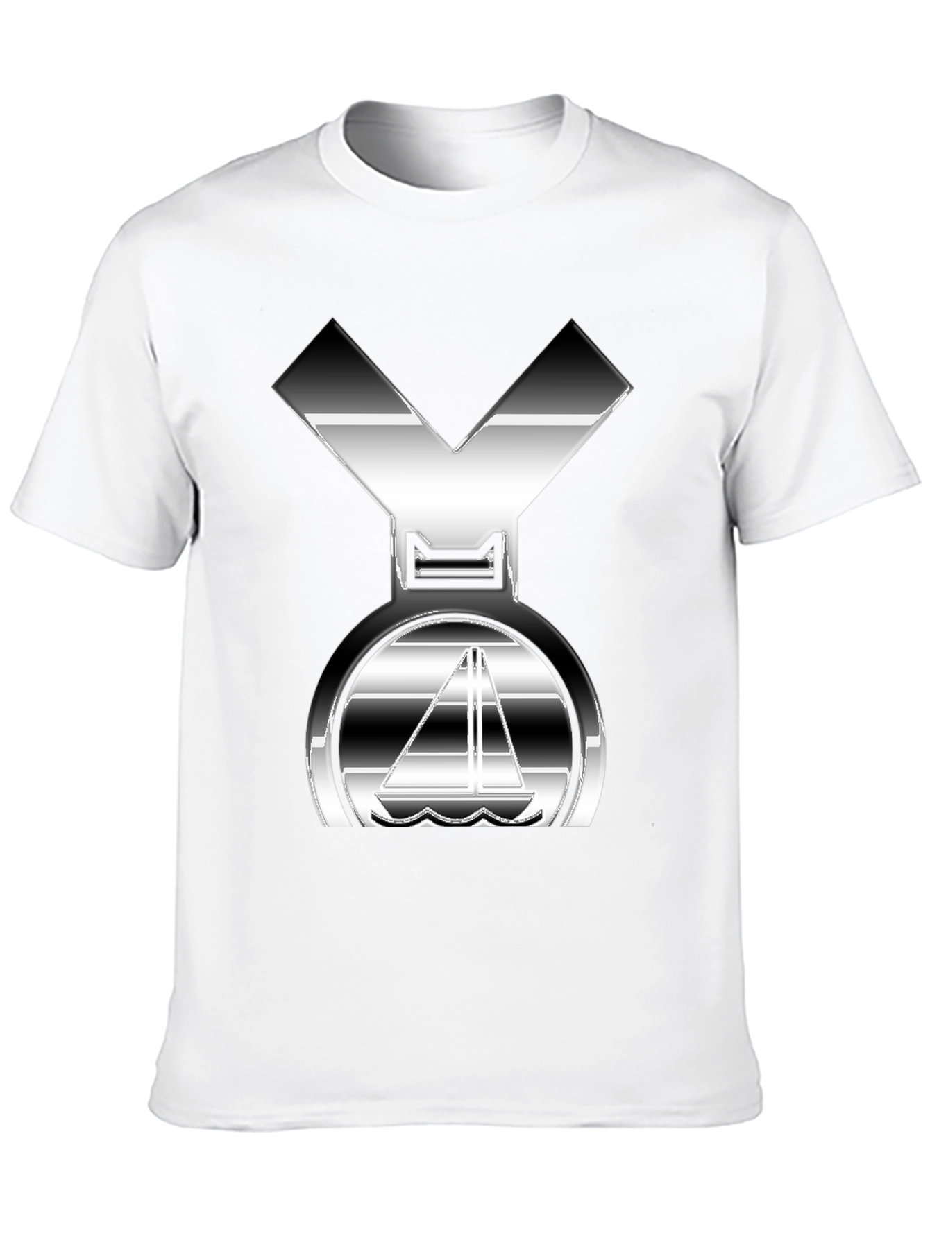 Black Sleek Silver Boat Graphic Black T-Shirt view 10