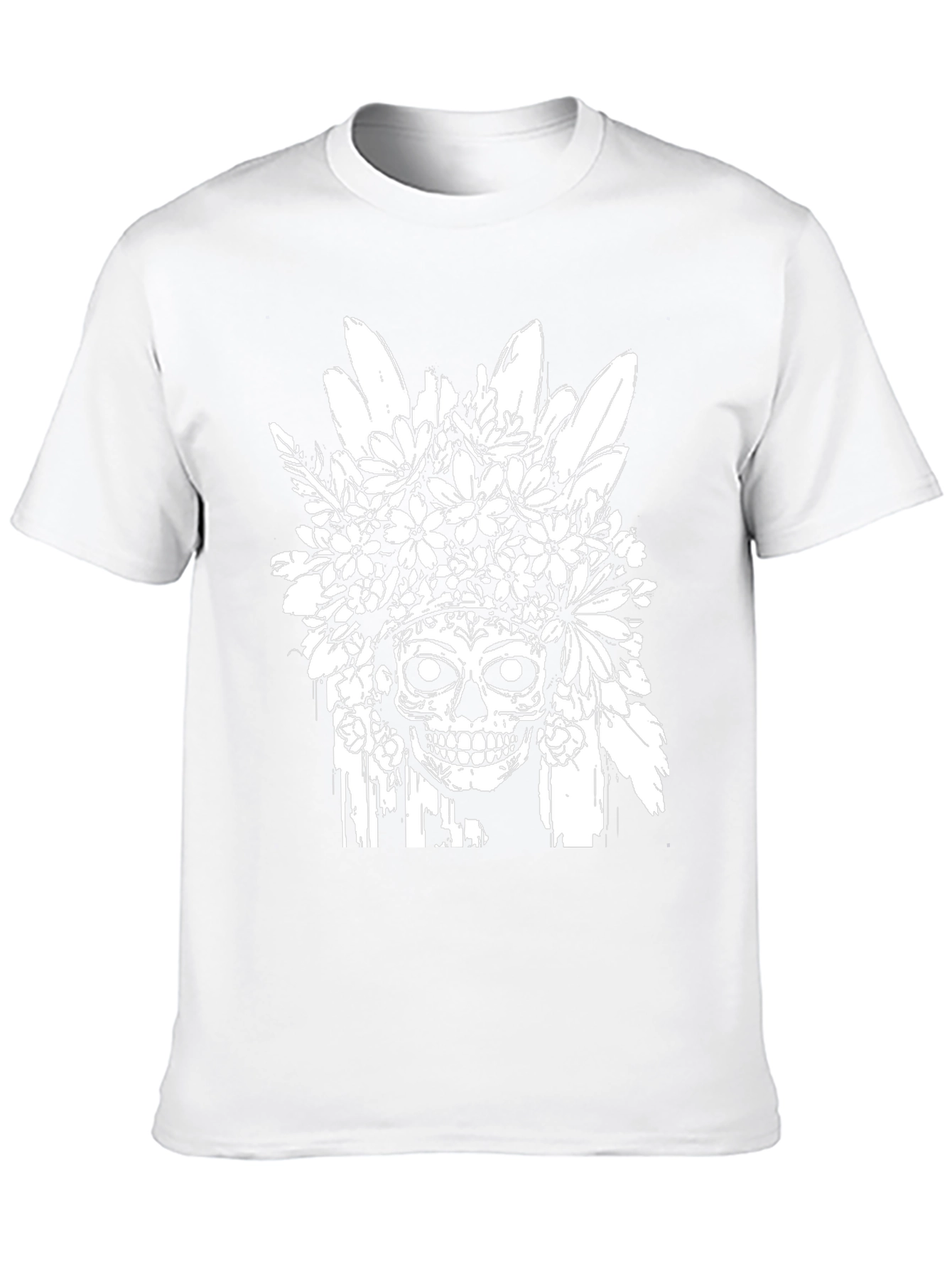 Black Floral Skull Graphic T-Shirt - Black view 10