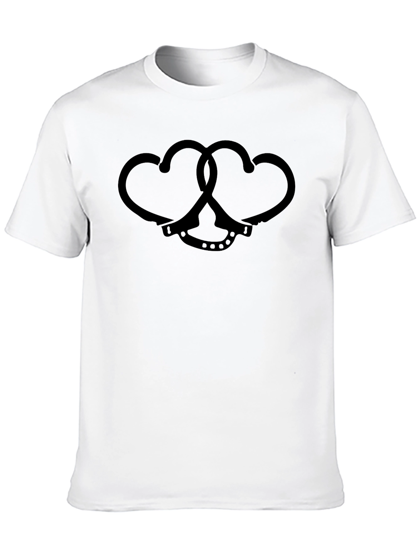 Black Heart Handcuffs Graphic Tee - Edgy Unisex T-Shirt view 10