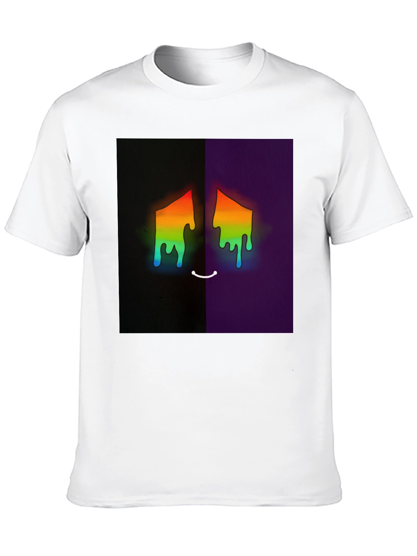 Black Rainbow Drip Face Graphic Tee - Unisex Black T-Shirt view 10