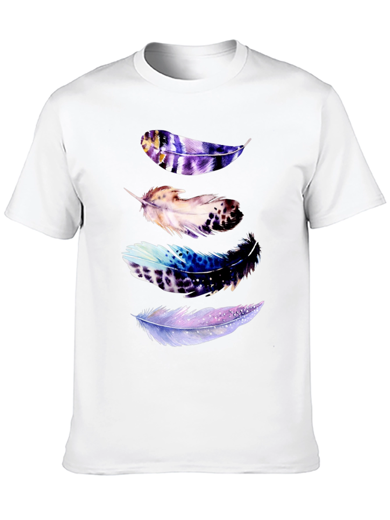 Black Feather Print Black T-Shirt view 10