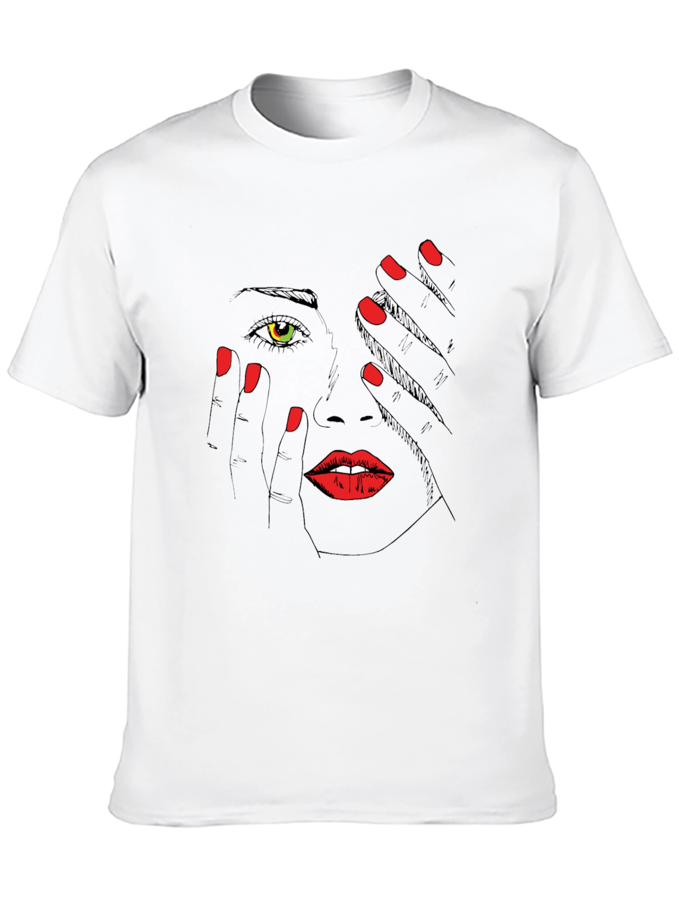 Black Graphic Print T-Shirt: Mysterious Woman Tee view 10