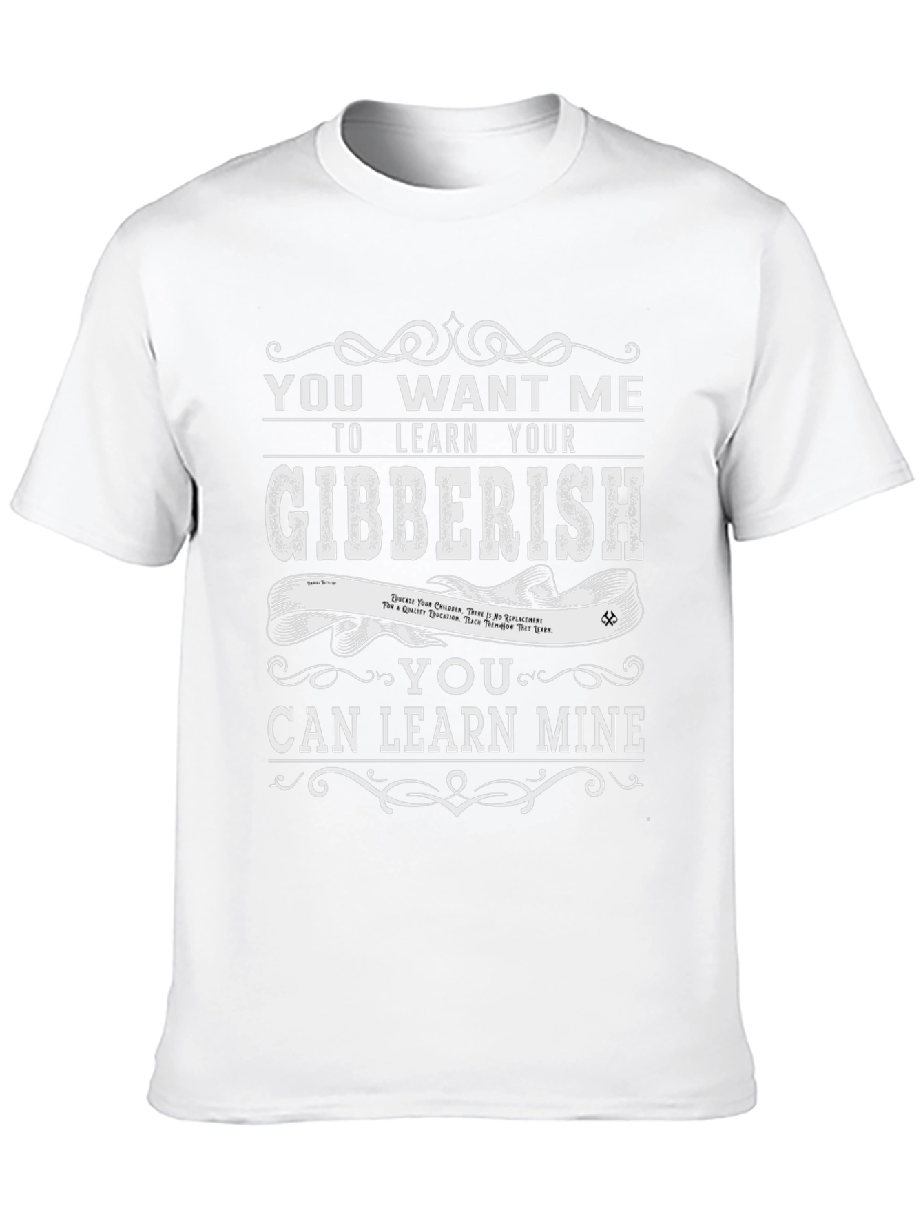 Black Learn Your Gibberish Funny Graphic Tee view 10