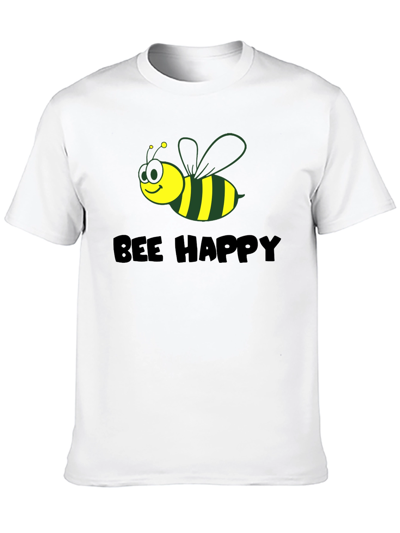 Black Bee Happy Graphic Tee - Black Cotton Comfort view 10