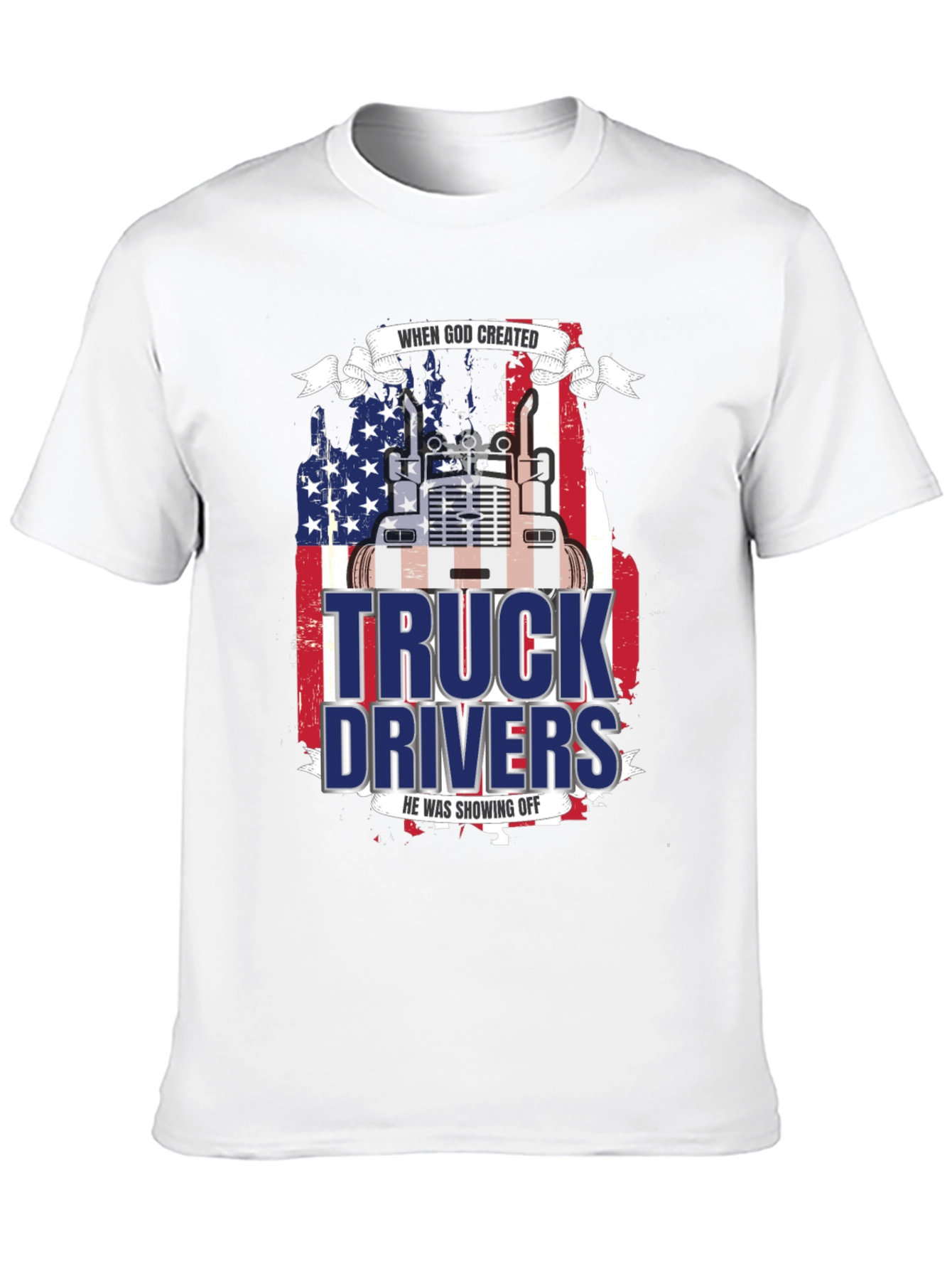 Black Trucker Pride T-Shirt - God Created Truck Drivers view 10