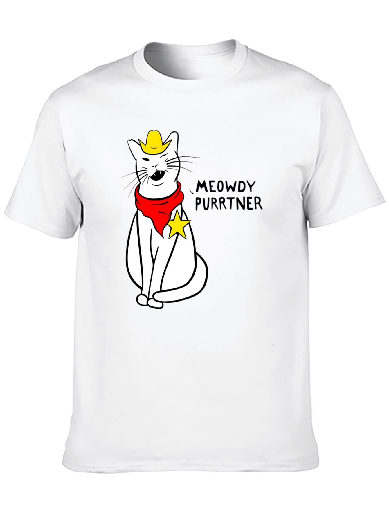 Black Meowdy Purrtner Cat Cowboy T-Shirt view 10
