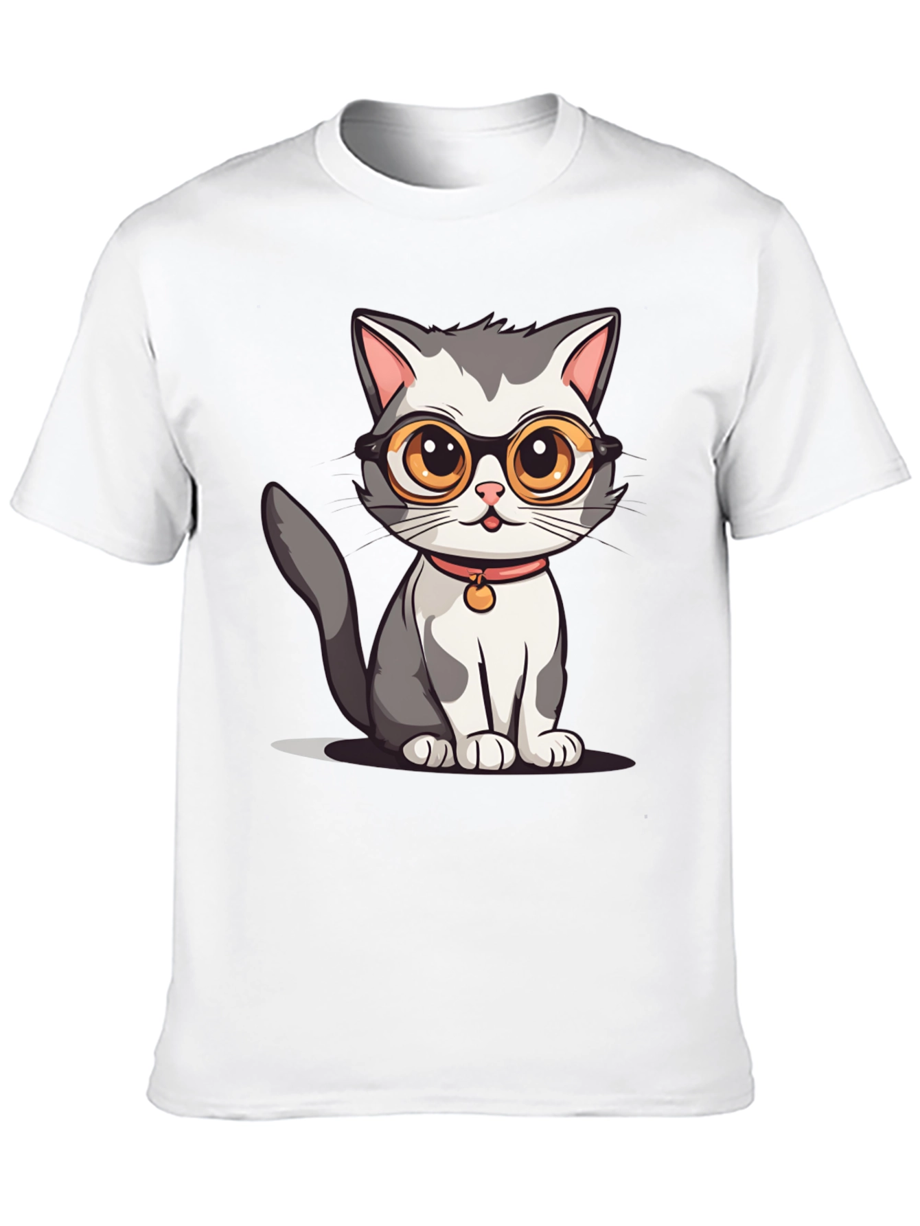 Black Cat with Glasses Graphic T-Shirt view 10