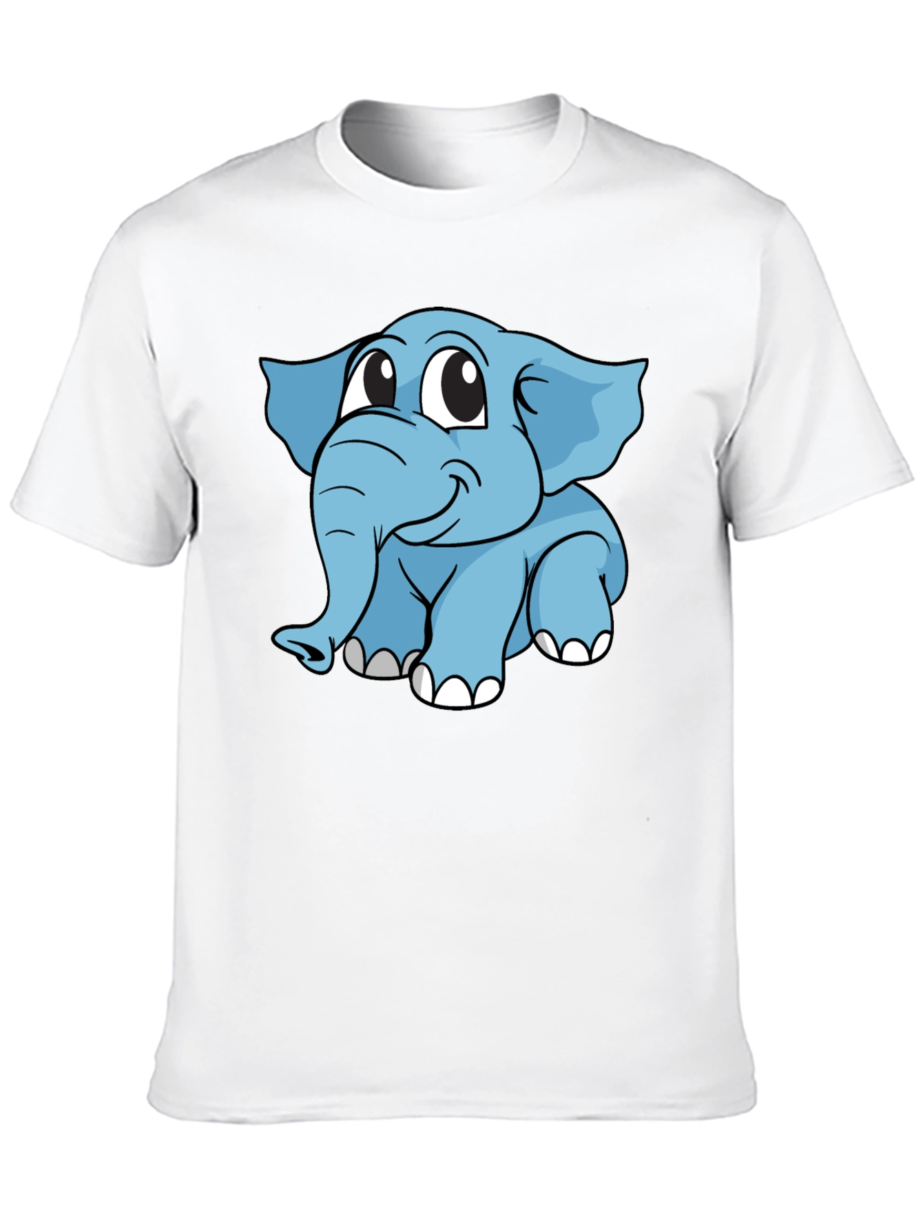 Black Cute Elephant Graphic T-Shirt - Black Cotton Blend view 10