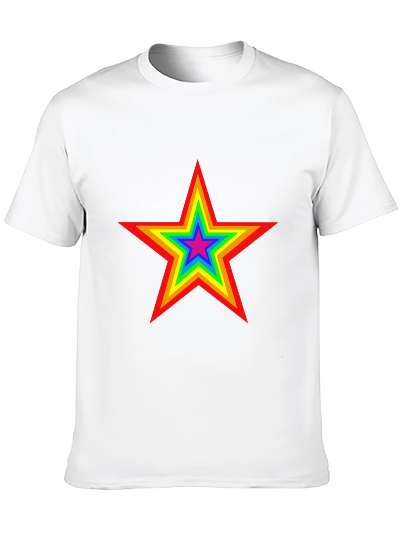 Black Rainbow Star Graphic Tee - Black Cotton T-Shirt view 10