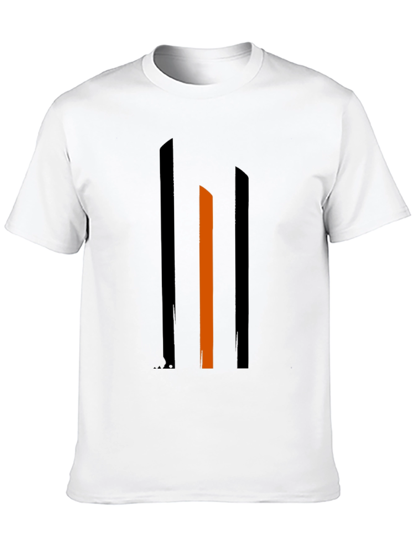 Black Stylish Minimalist Graphic Tee - Black with Bold Stripes view 10
