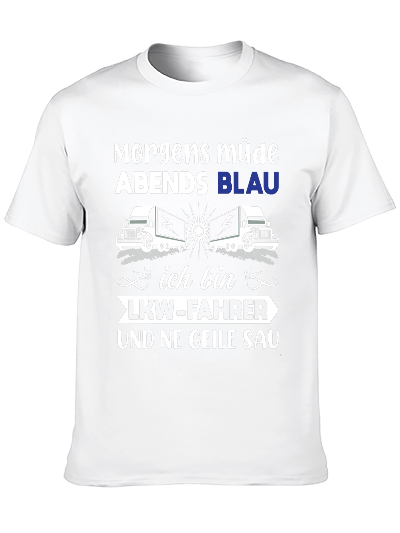 Black Trucker T-Shirt: Morgens Müde Abends Blau view 10