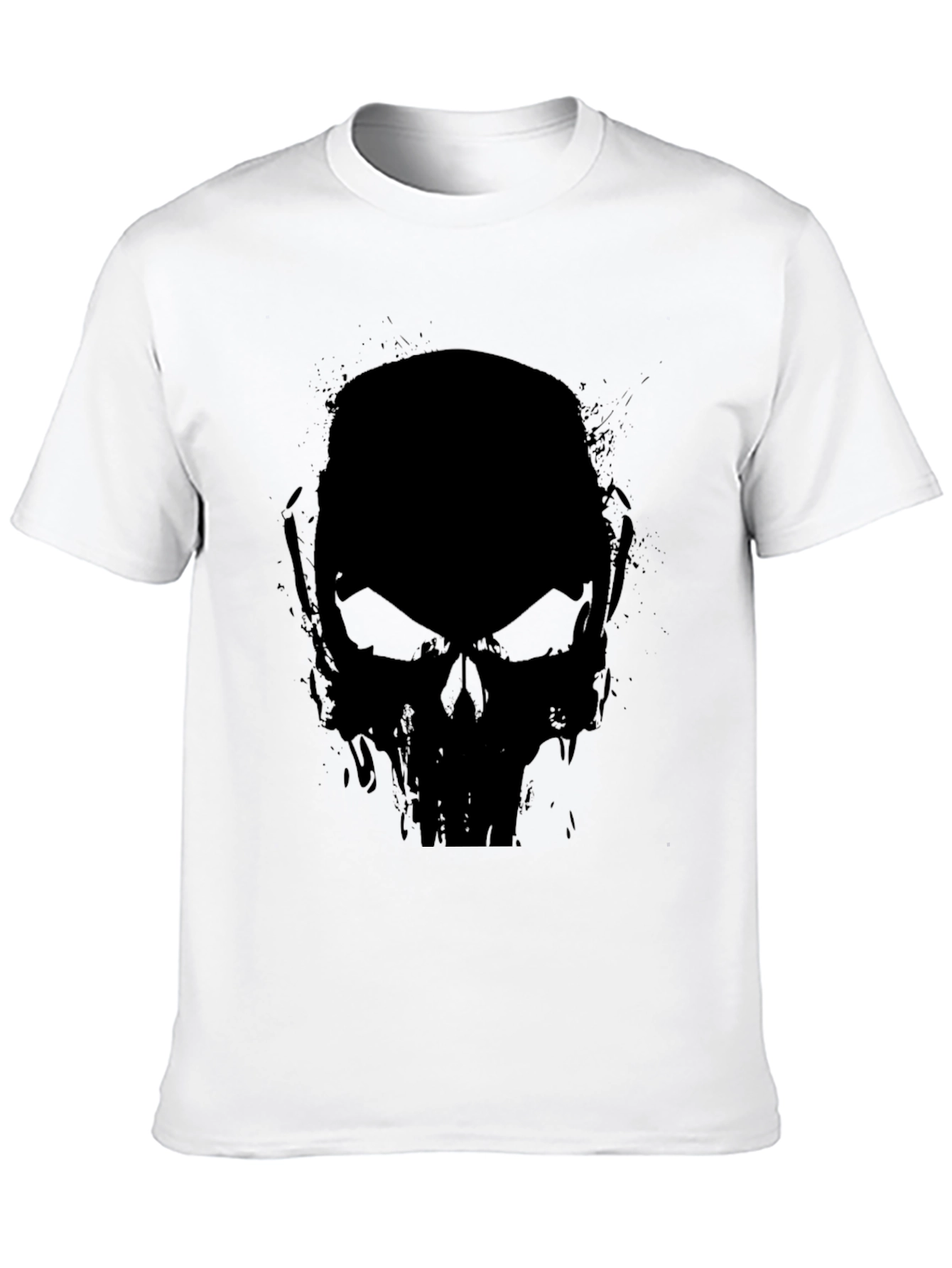 Black Skull Graphic Black T-Shirt - Men's Casual Tee view 10