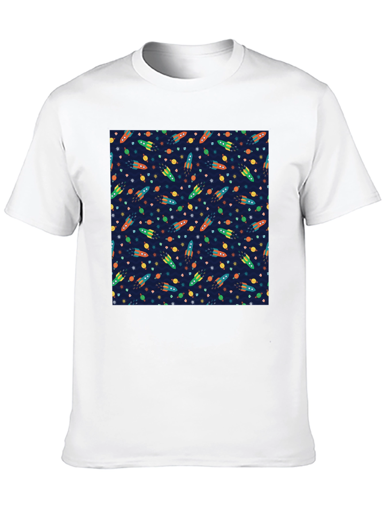 Black Space Rocket Pattern T-Shirt view 10