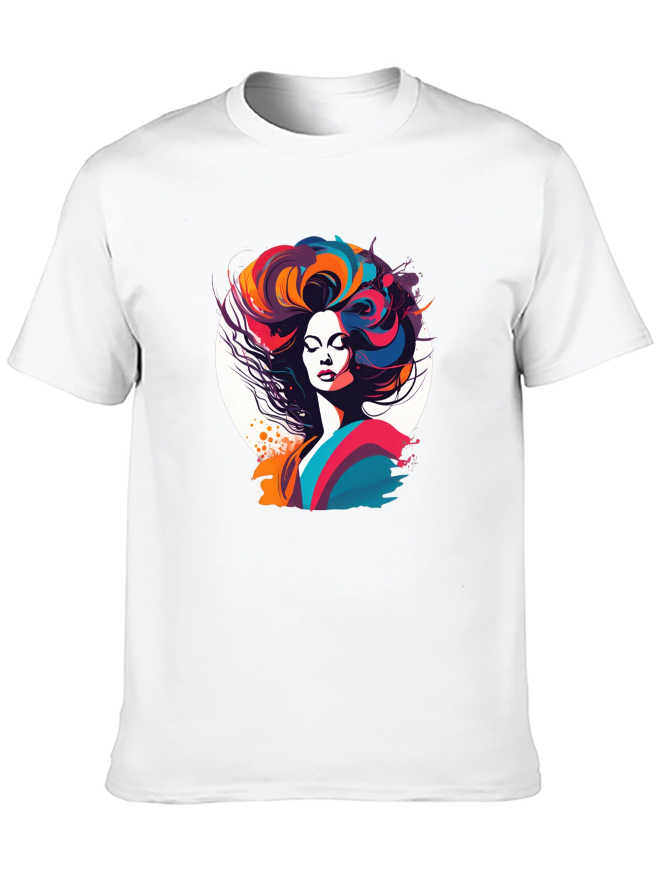 Black Retro Woman Graphic Tee - Colorful Art Shirt view 10