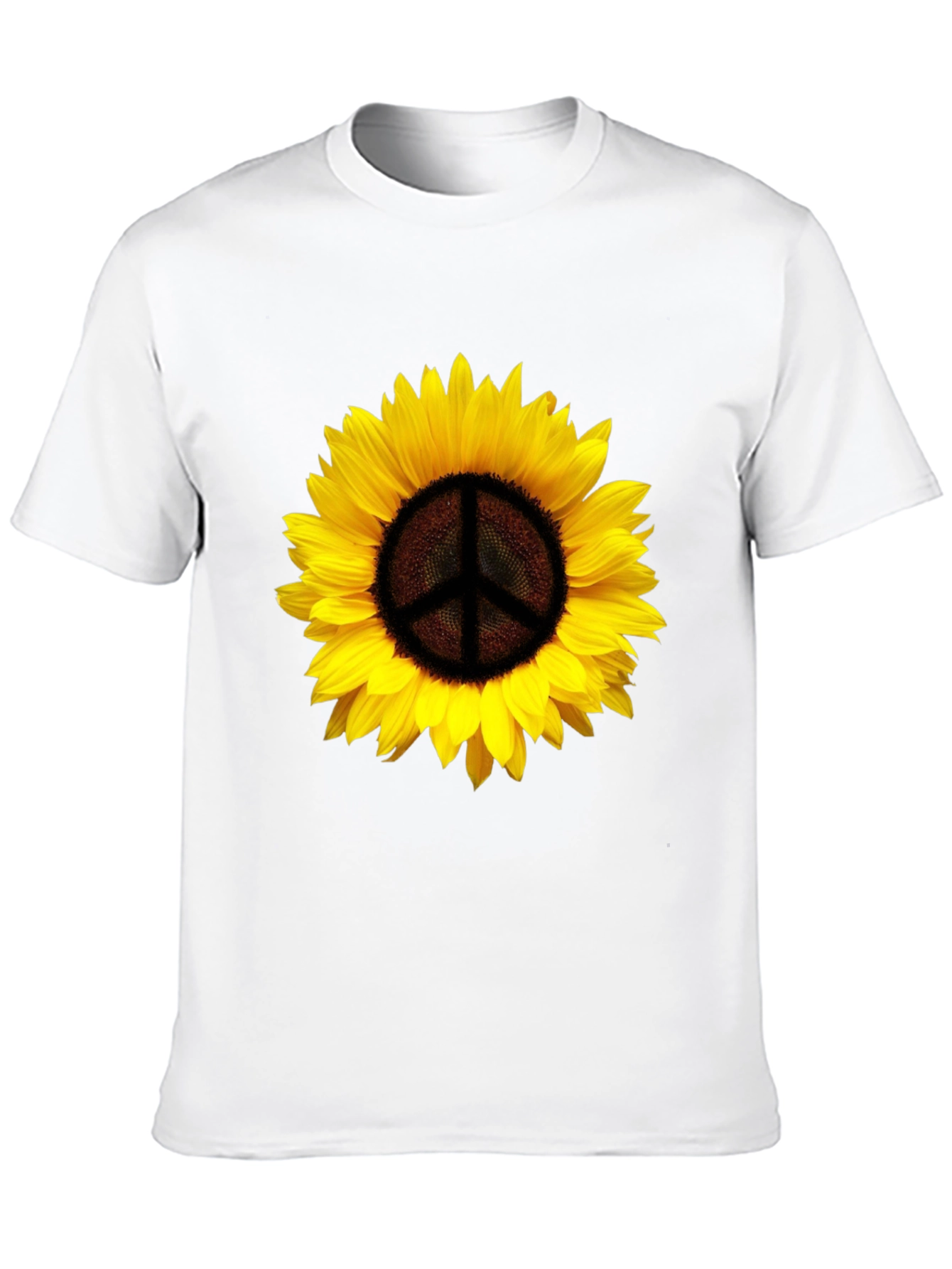 Black Sunflower Peace Sign Graphic T-Shirt - Black view 10