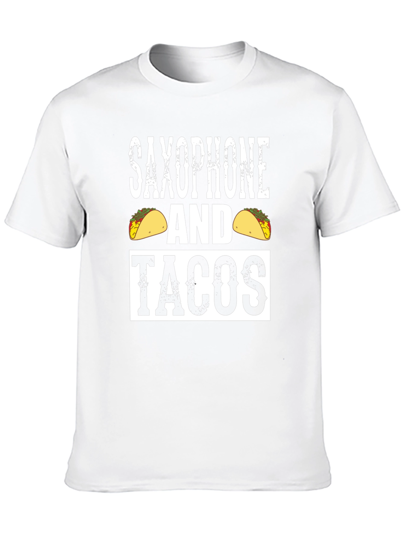 Black Saxophone and Tacos Graphic Tee - Novelty Black T-Shirt view 10