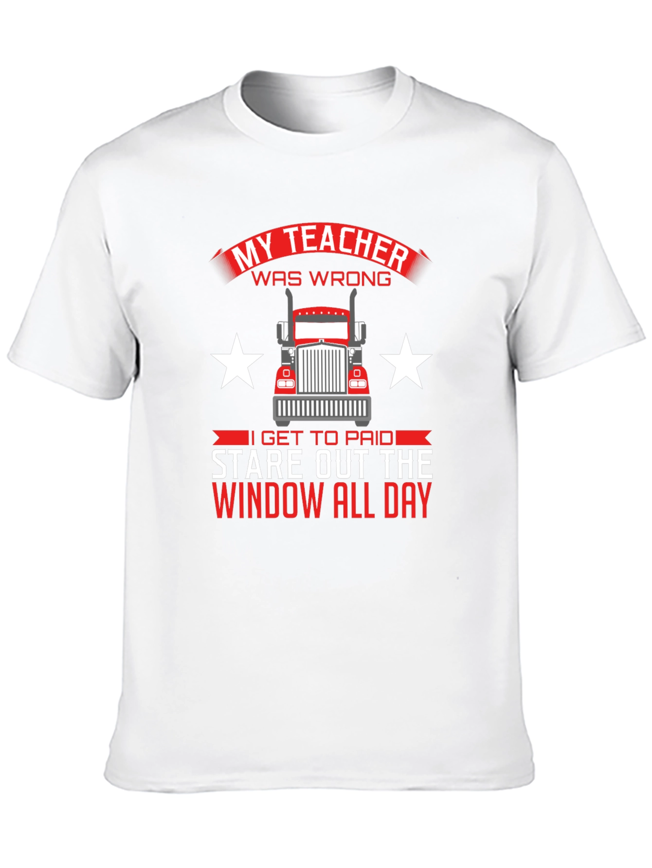 Black Trucker T-Shirt: My Teacher Was Wrong Stare Out Window All Day view 10
