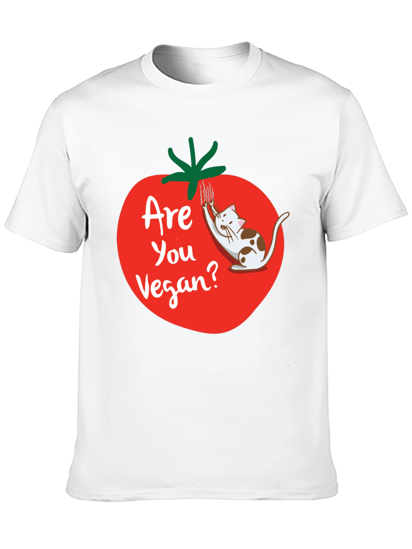 Black Funny Vegan T-Shirt - Cat and Tomato Design view 10