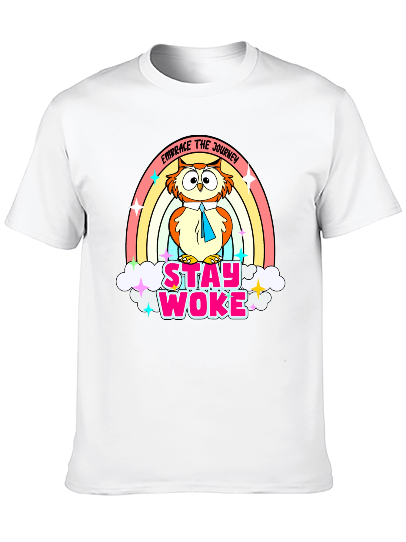Black Stay Woke Owl Rainbow T-Shirt view 10