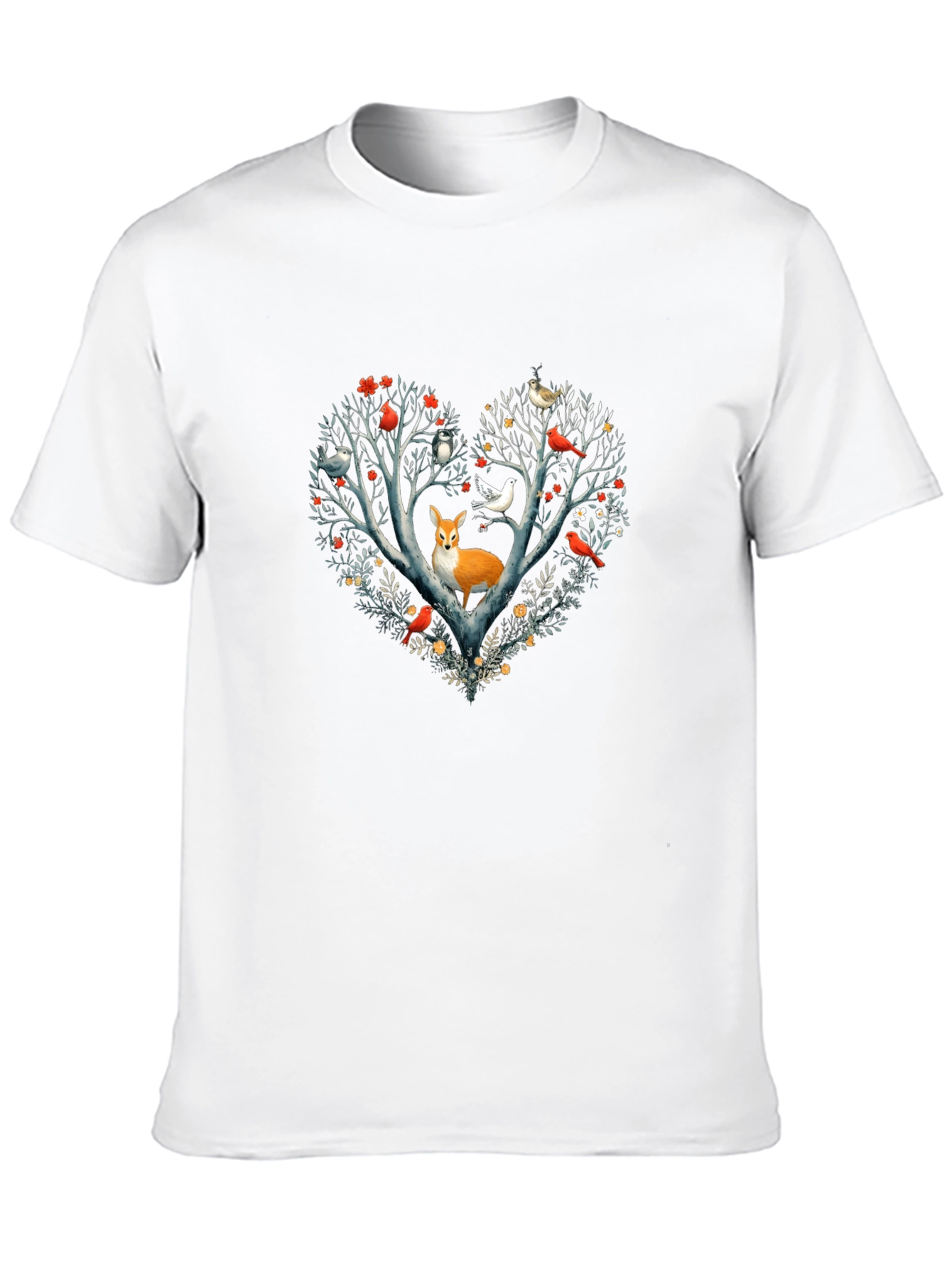Black Fox & Bird Heart Tree Graphic Tee view 10