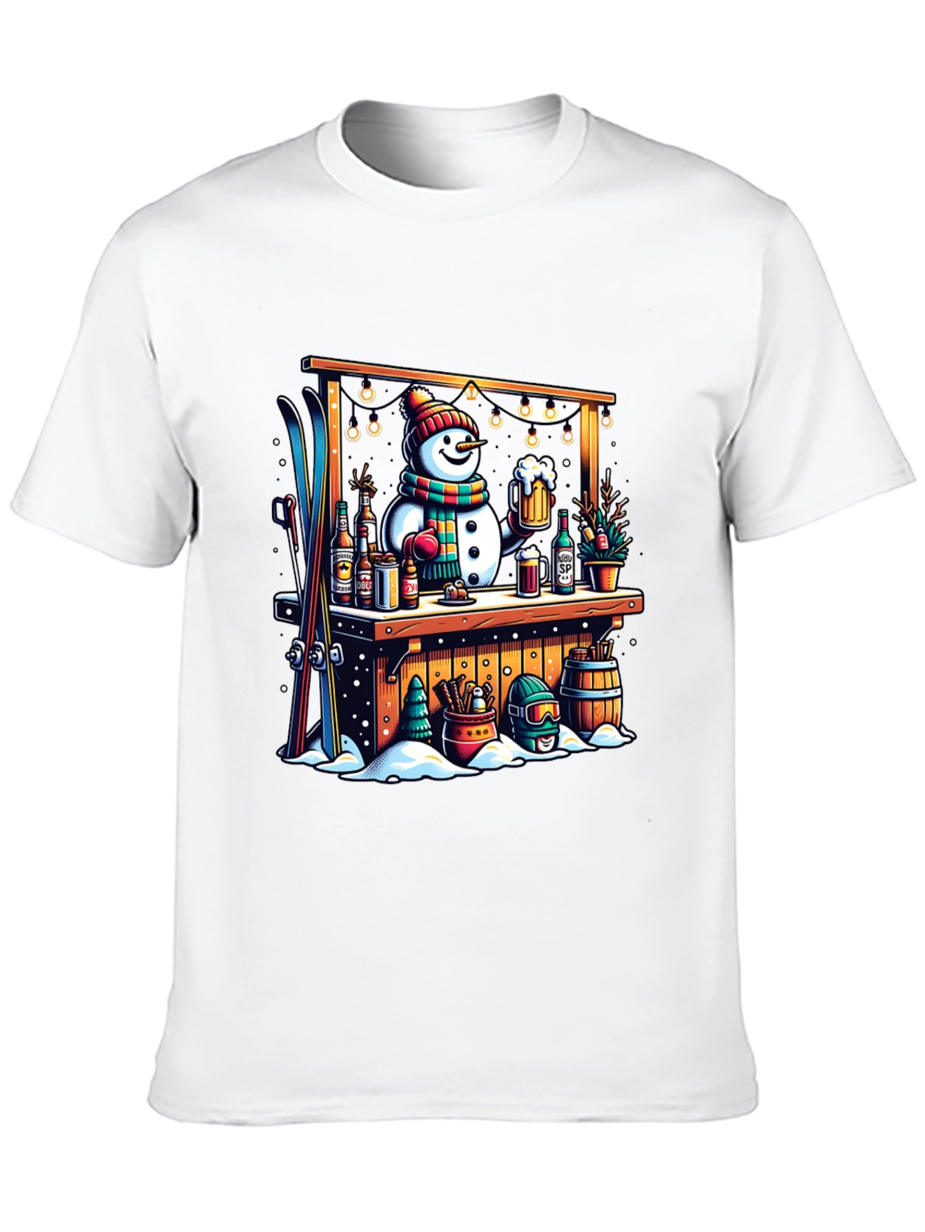 Black Snowman Bar Winter T-Shirt view 10