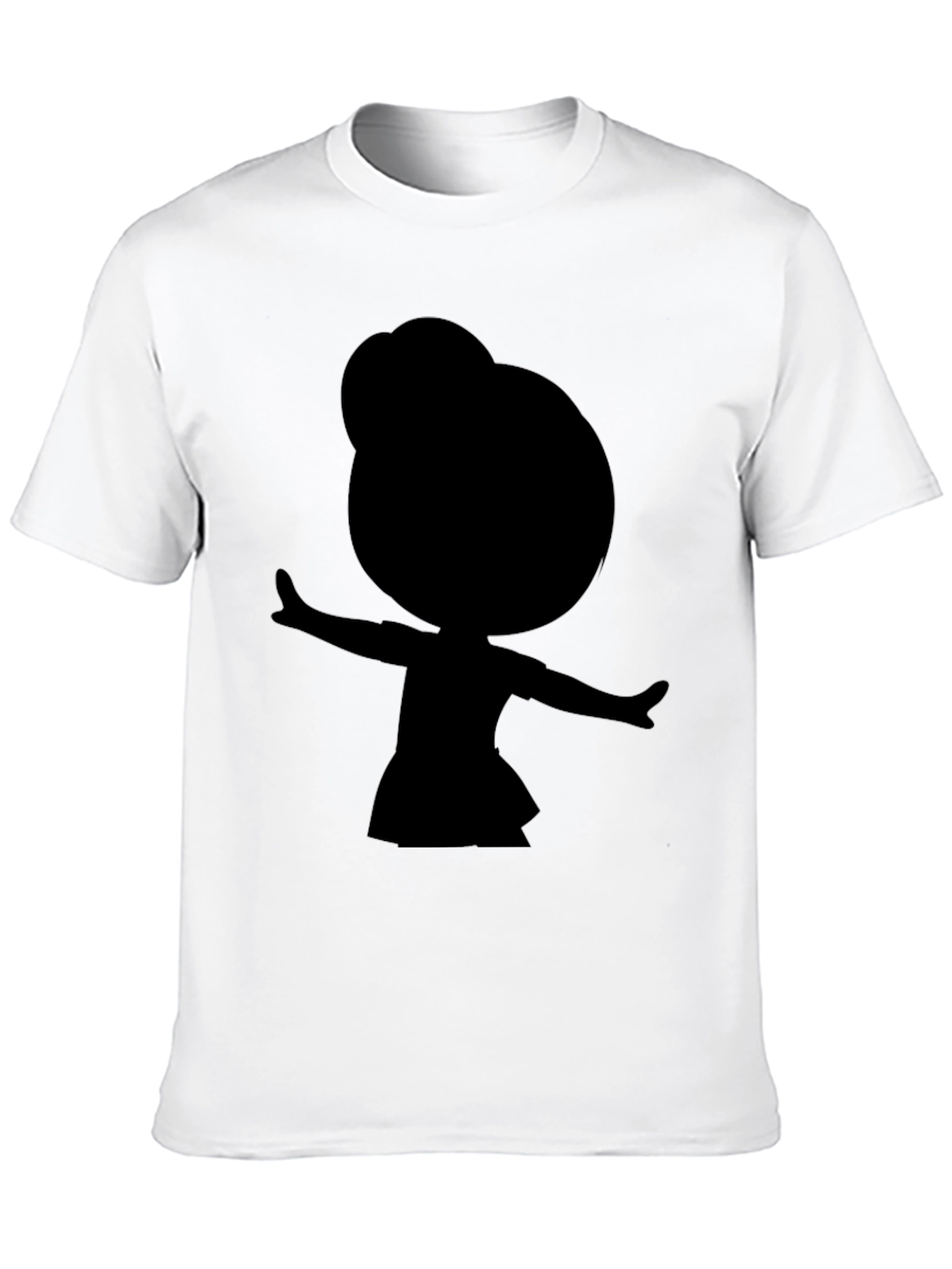Black Silhouette Cartoon Girl Black T-Shirt view 10