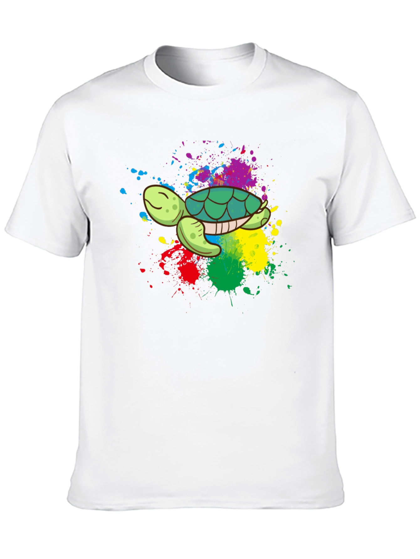 Black Colorful Turtle Graphic Tee - Black Cotton Blend view 10