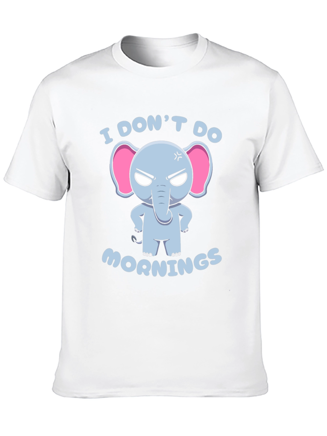 Black Funny Elephant Graphic T-Shirt - I Don't Do Mornings view 10