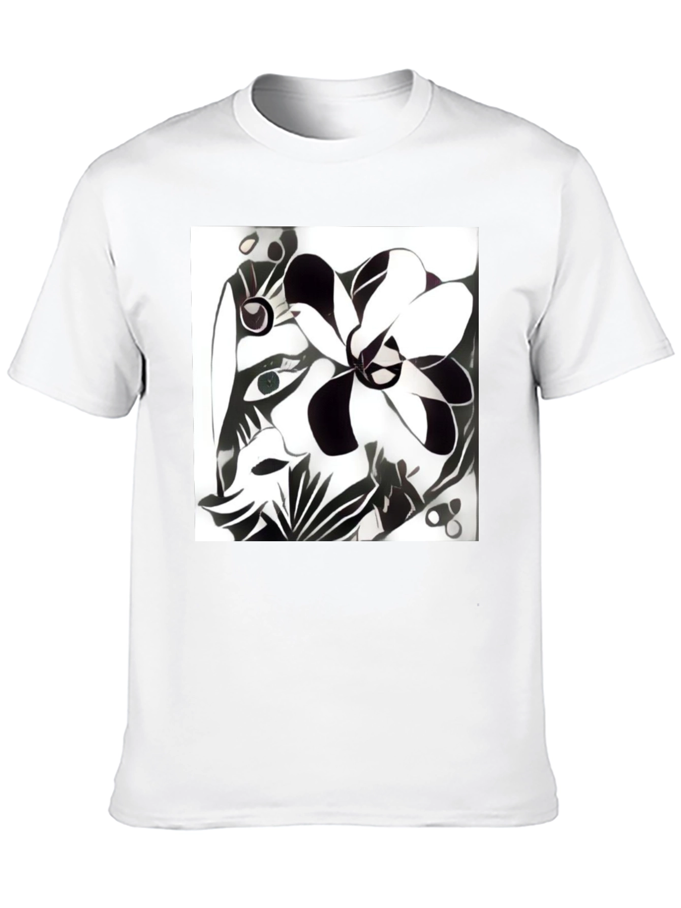 Black Abstract Floral Graphic Tee - Unisex Cotton Blend view 10