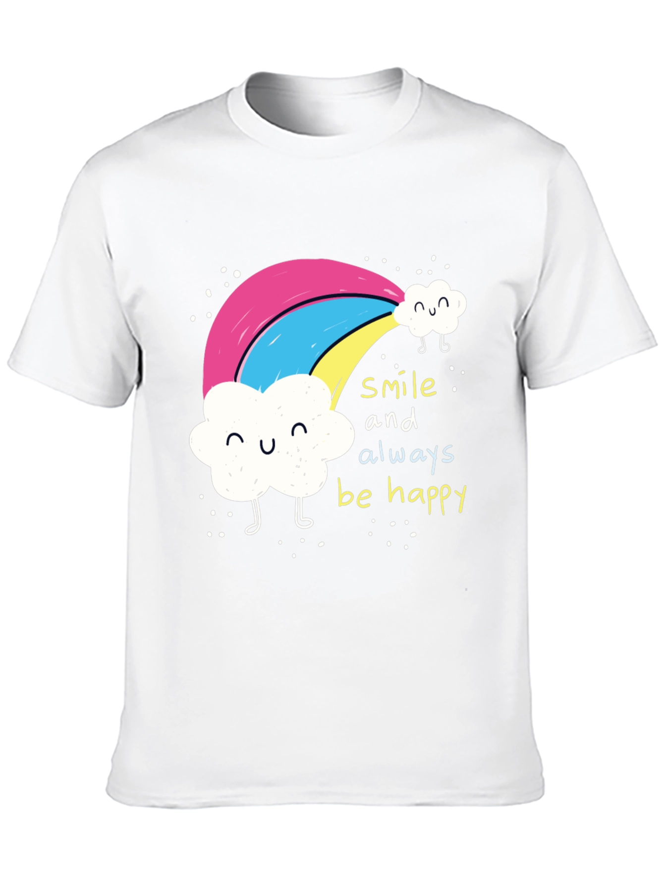 Black Smile Always Happy Rainbow Graphic Tee - Black view 10