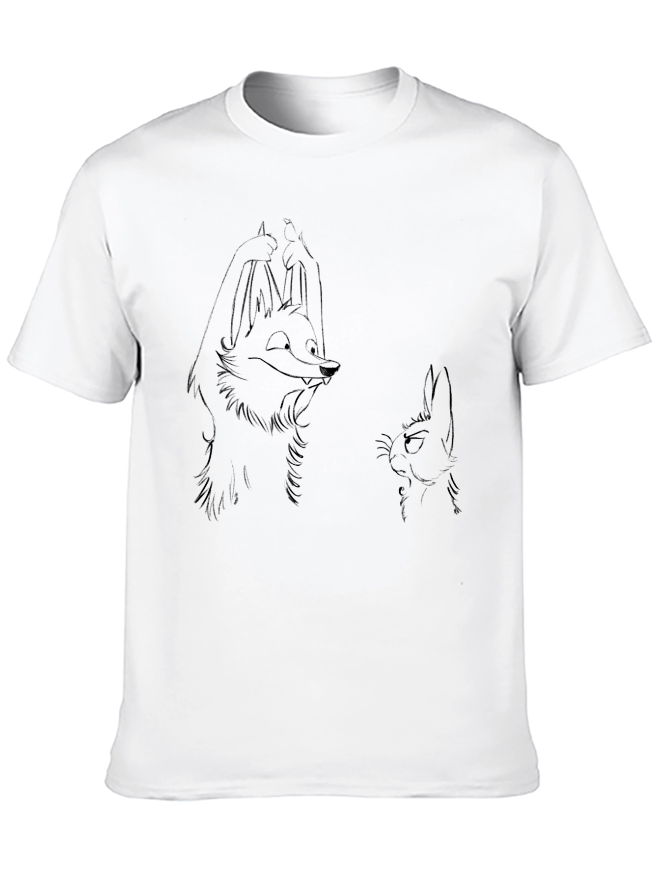 Black Cartoon Fox & Rabbit Black T-Shirt view 10