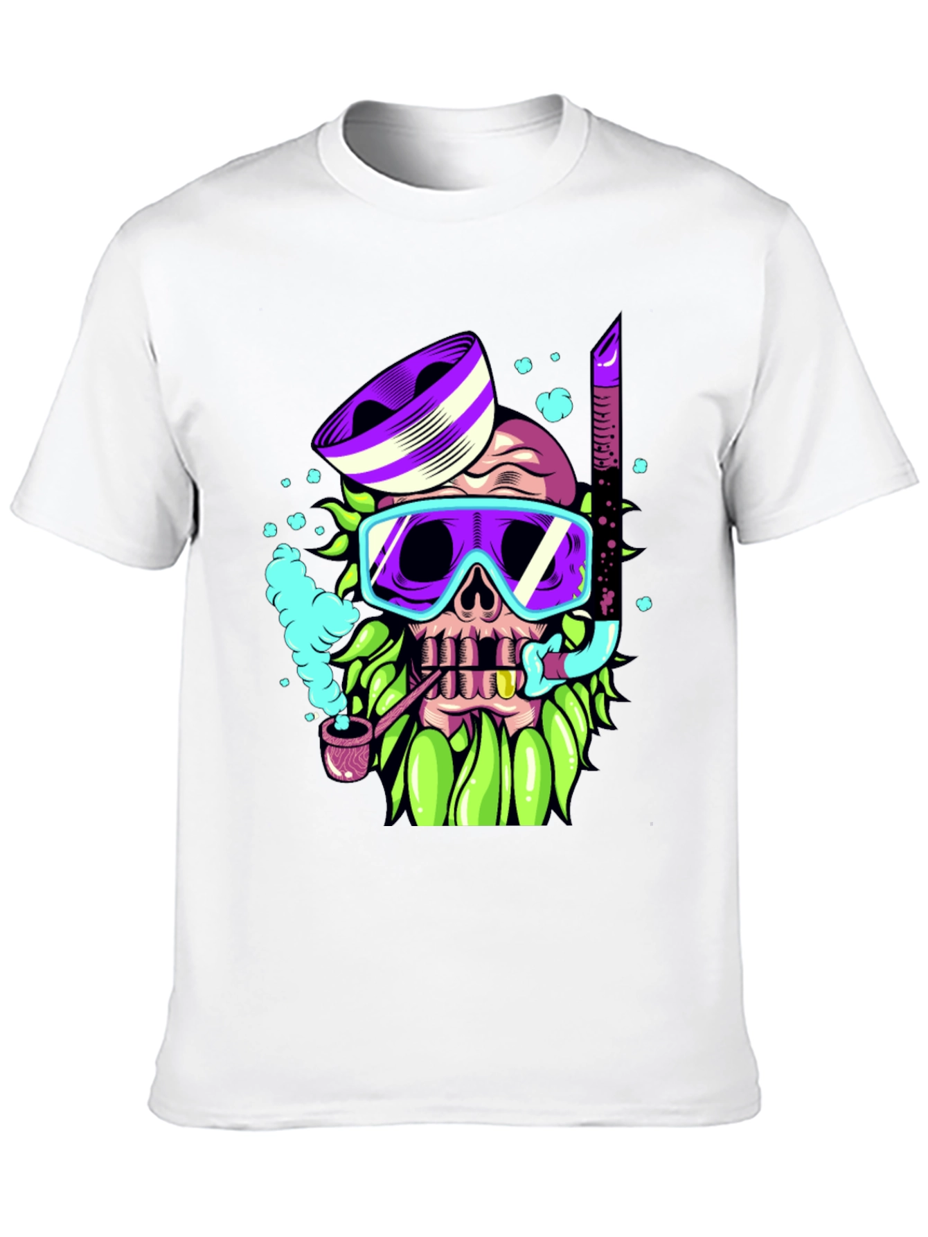 Black Diver Skull Graphic Tee - Unique Colorful Design view 10