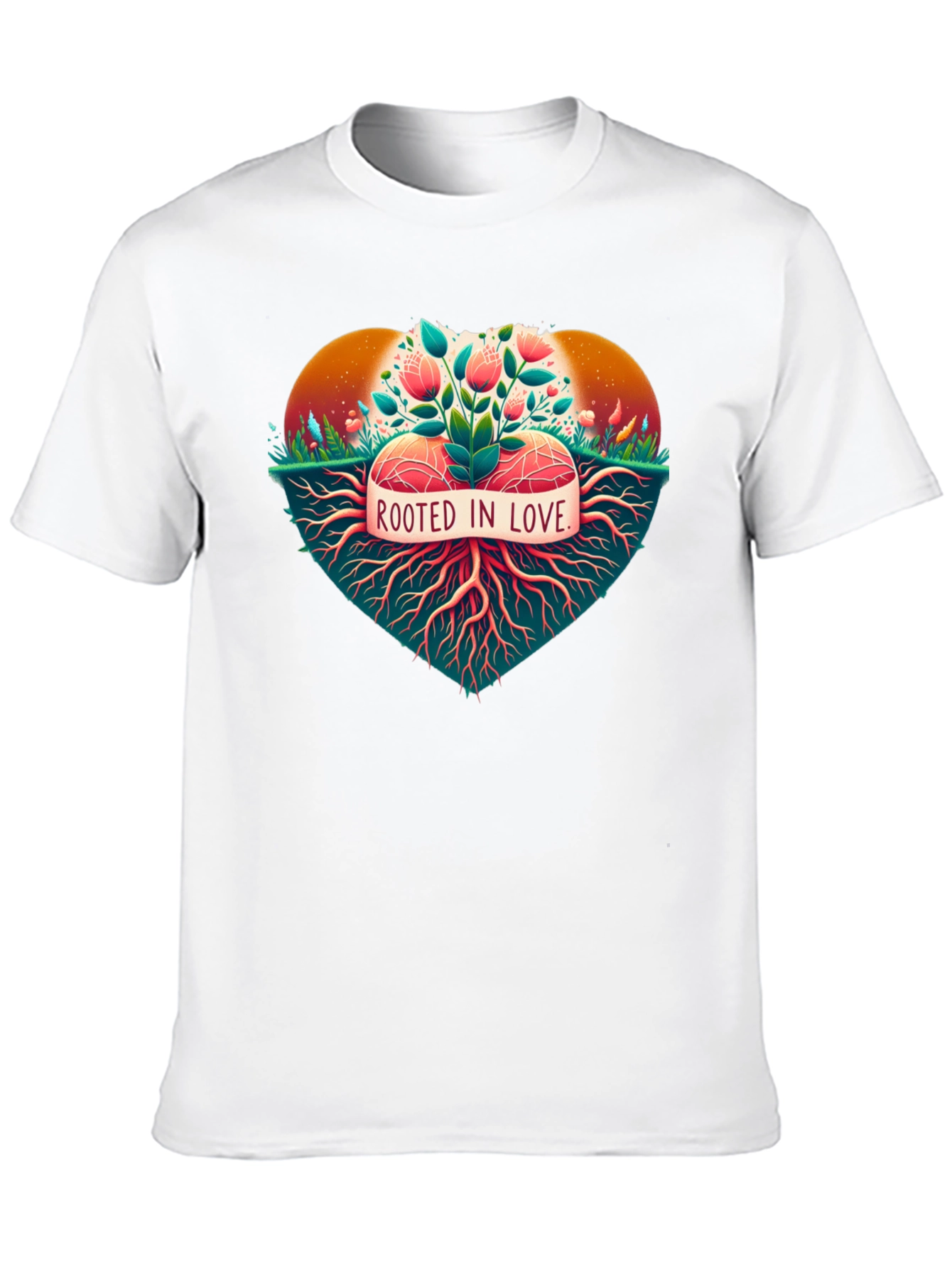 Black Rooted in Love Graphic Tee - Nature Heart Design view 10