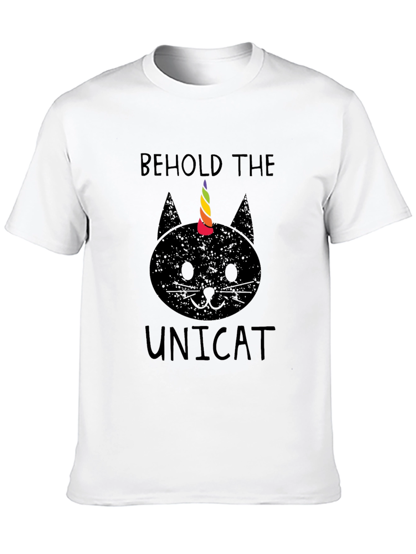 Black Behold the Unicat T-Shirt - Black Cotton Blend view 10