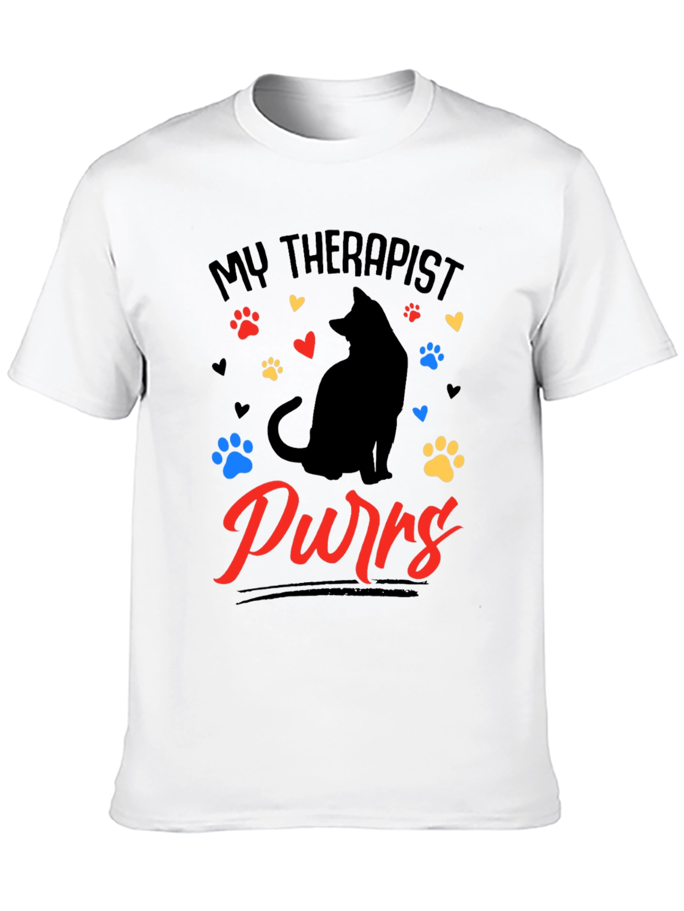 My Therapist Purrs Cat Lover Black T-Shirt - 10