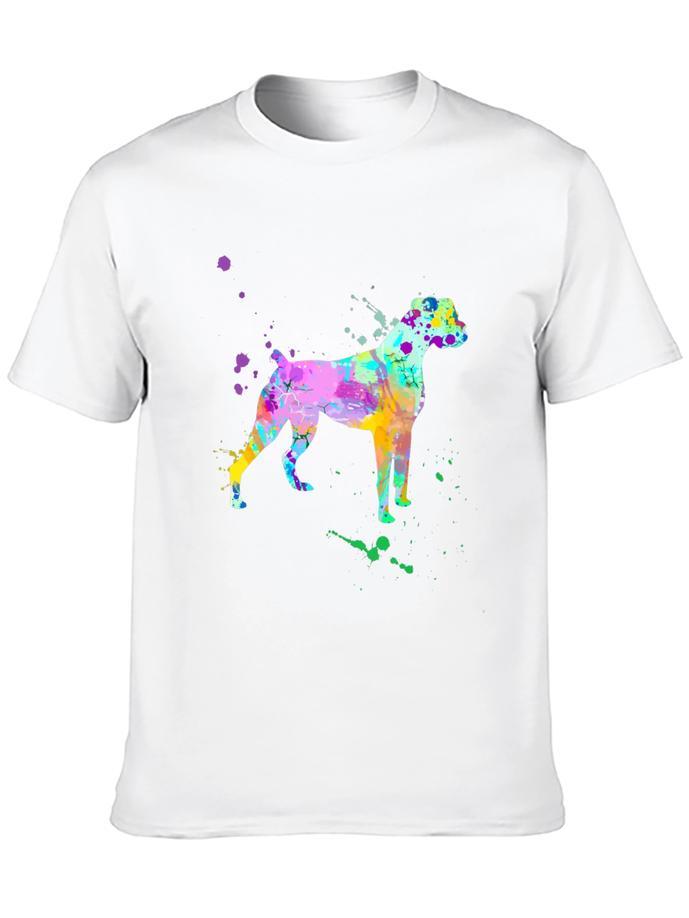 Black Watercolor Boxer Dog Graphic Tee - Trendy Men's Shirt view 10