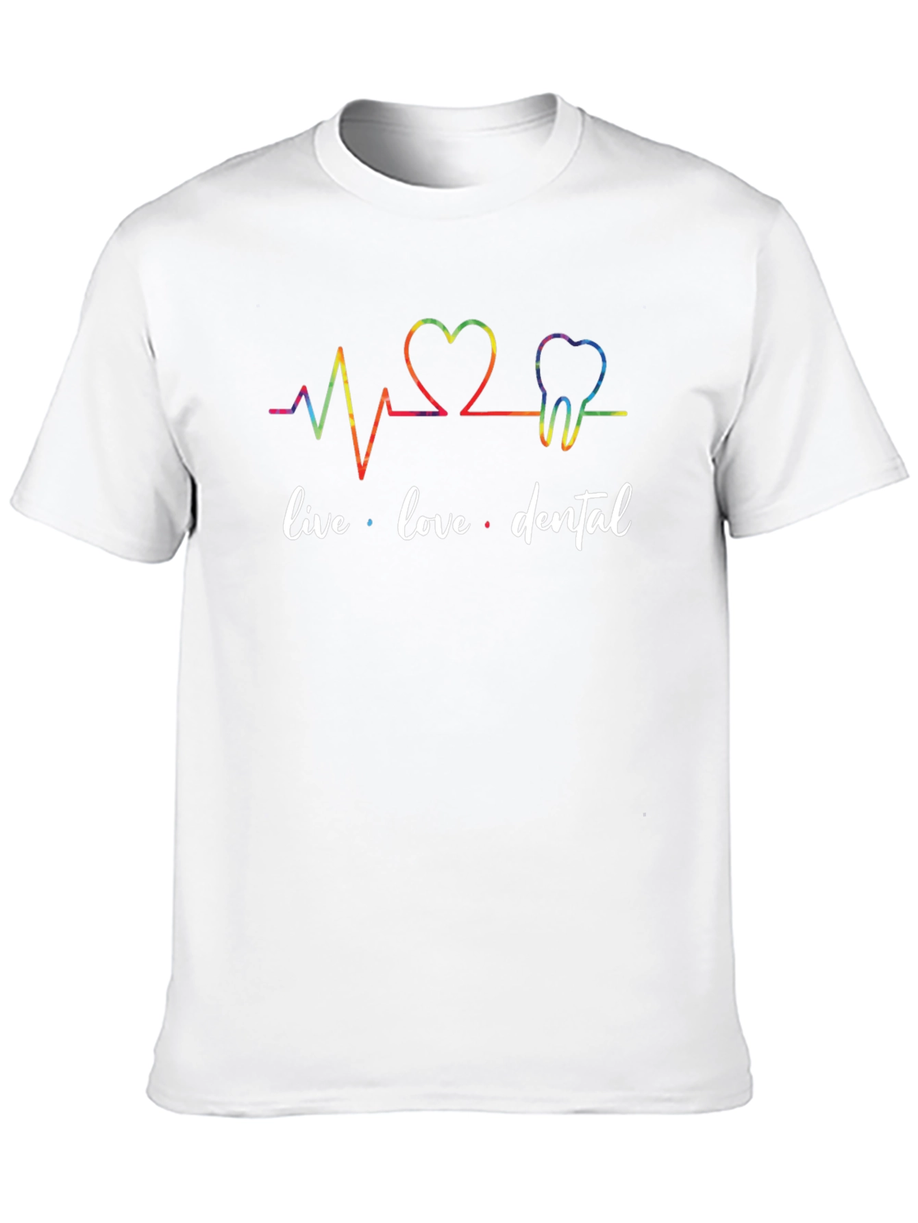 Black Live Love Dental T-Shirt Rainbow Dentist Heartbeat view 10