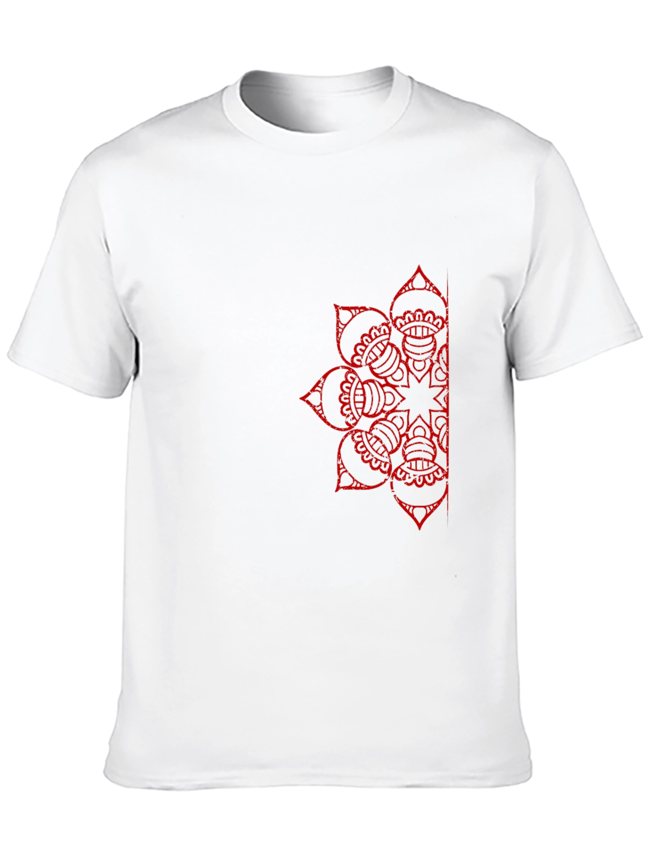 Black T-Shirt with Red Mandala Design - 10