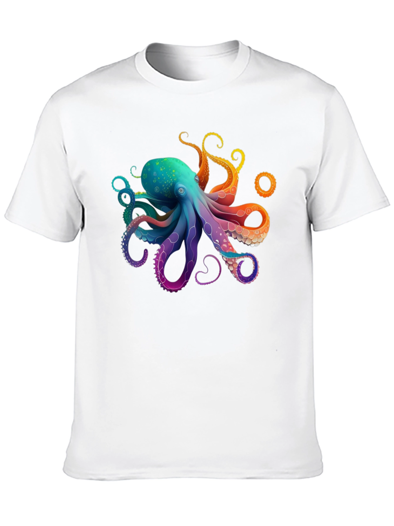 Black Rainbow Octopus Graphic T-Shirt - Black Cotton Blend view 10