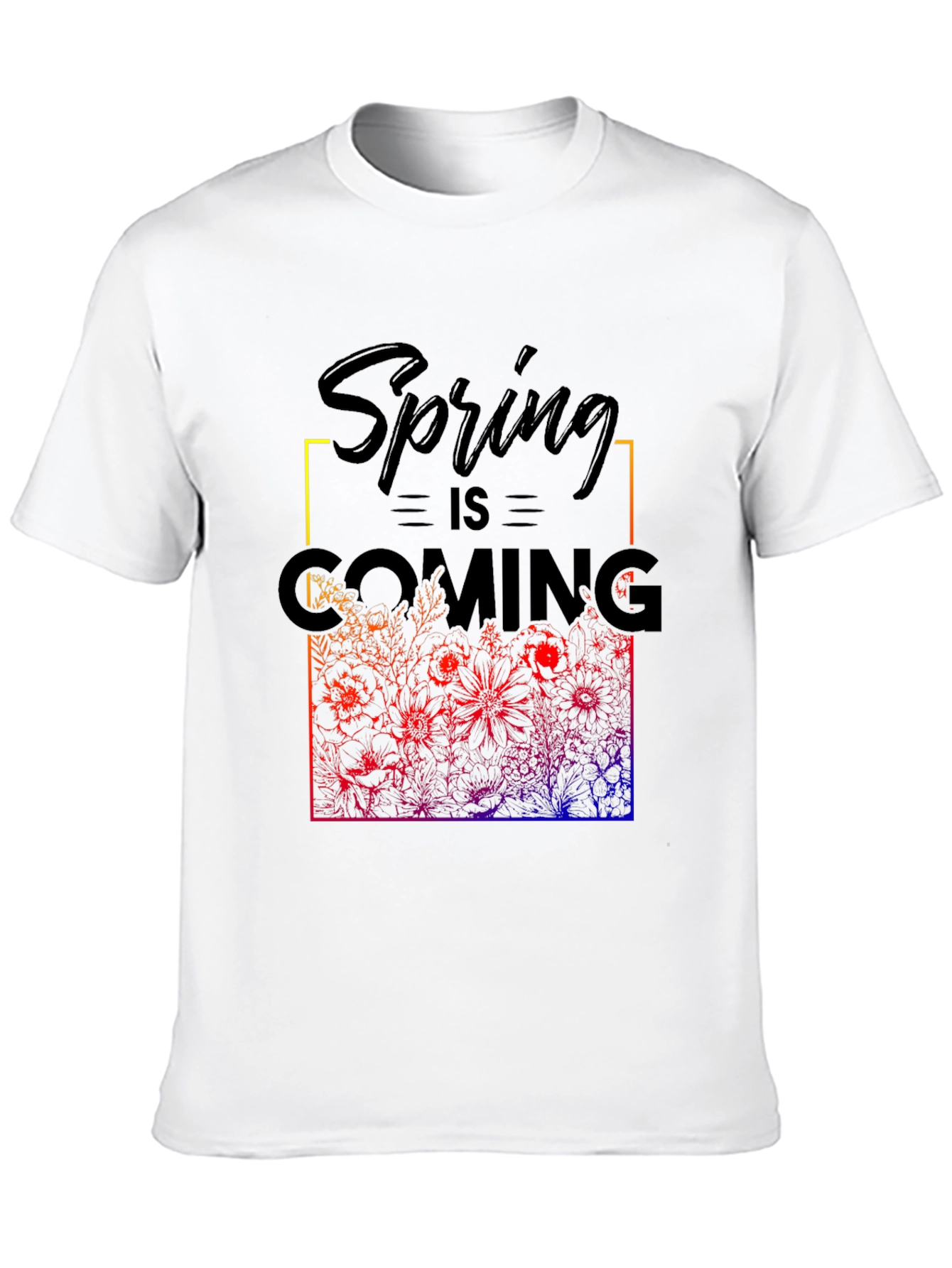 Black Spring is Coming T-Shirt - Floral Design view 10