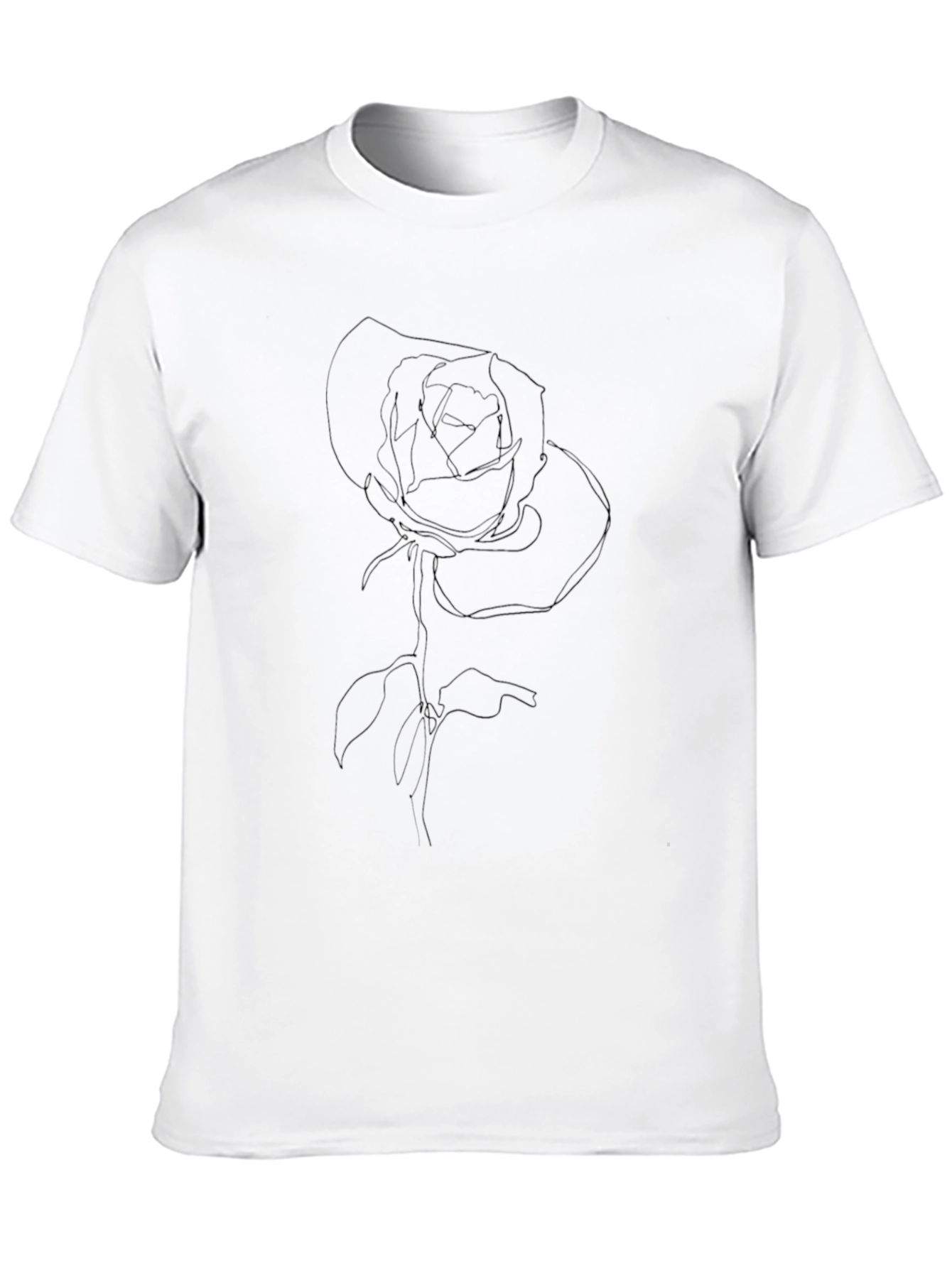 Rose Outline Graphic Tee - Soft Black Casual Shirt - 10