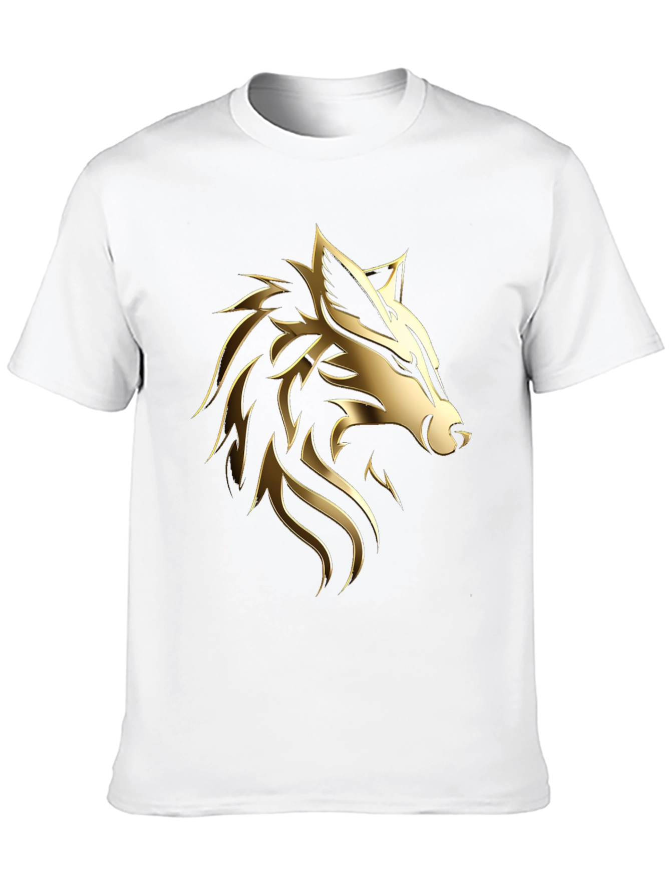Black Bold Golden Wolf Graphic Black T-Shirt view 10